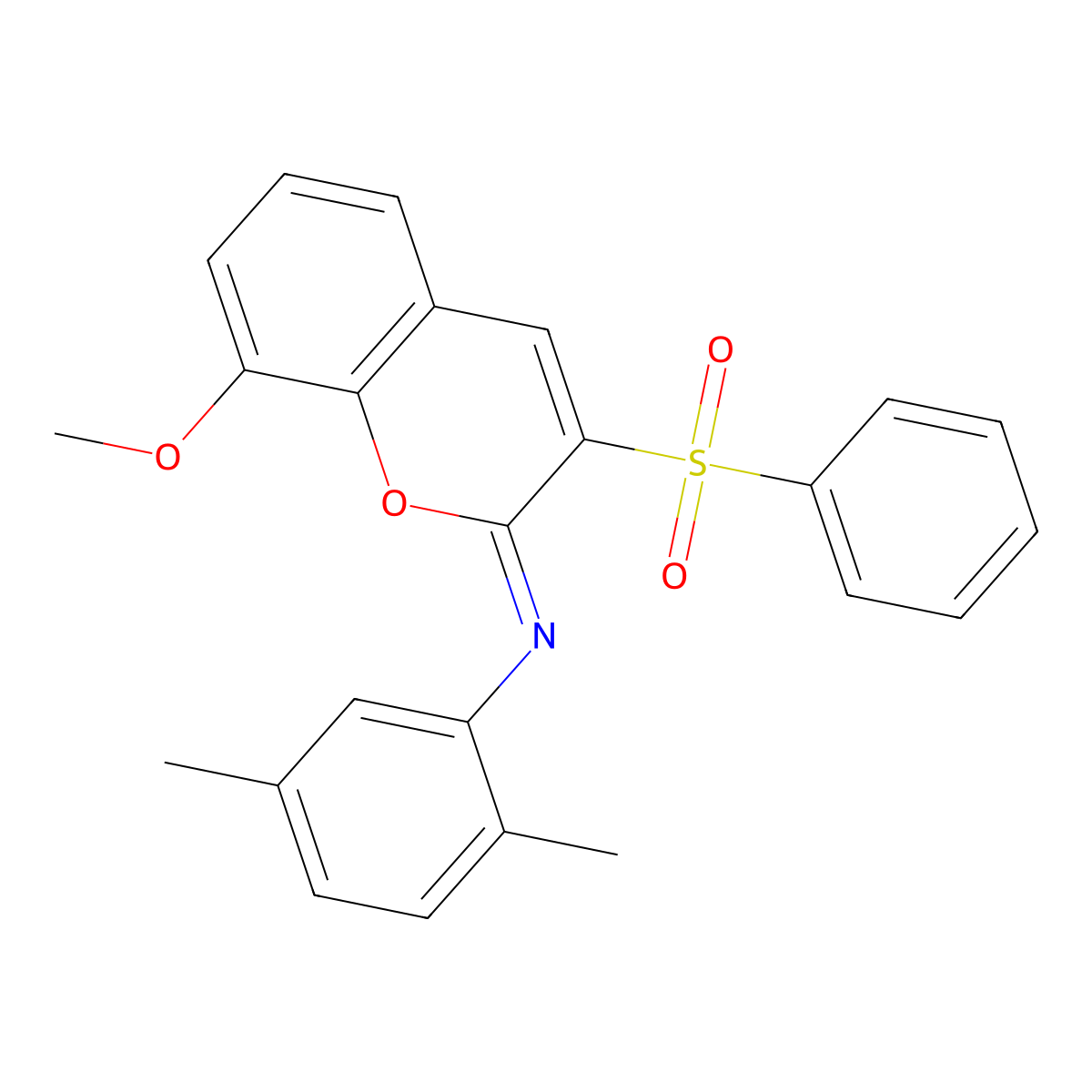 3-(benzenesulfonyl)-N-(2,5-dimethylphenyl)-8-methoxychromen-2-imine molecular structure, CAS 1321961-98-1