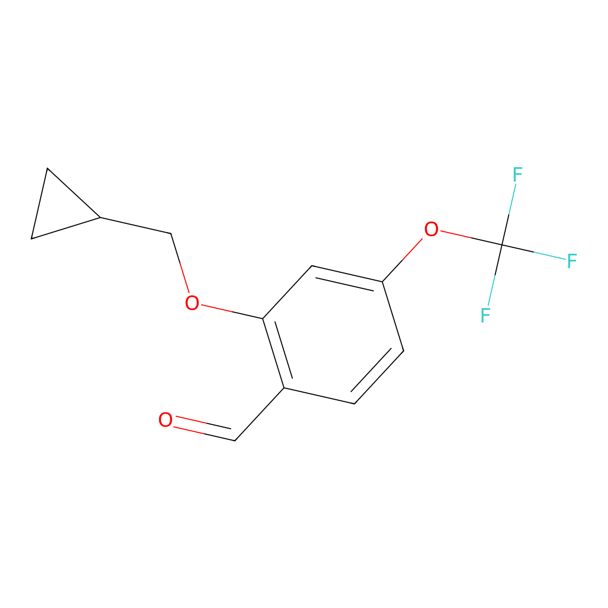 Benzaldehyde, 2-(cyclopropylmethoxy)-4-(trifluoromethoxy)- molecular structure, CAS 1321963-81-8