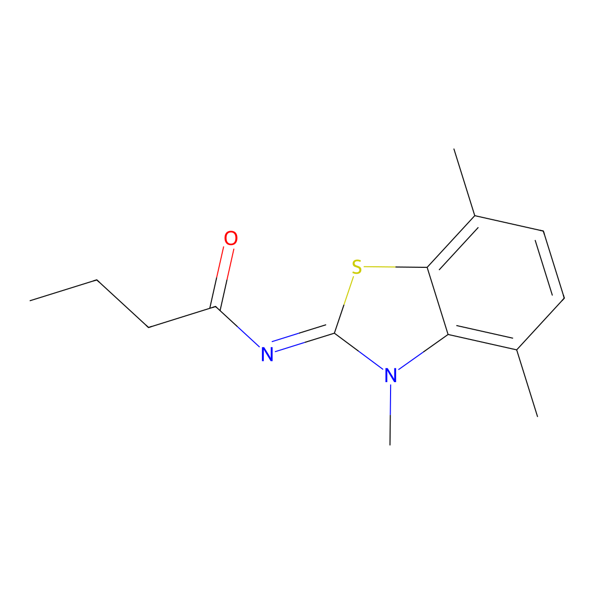 (Z)-N-(3,4,7-trimethylbenzo[d]thiazol-2(3H)-ylidene)butyramide molecular structure, CAS 1321965-83-6
