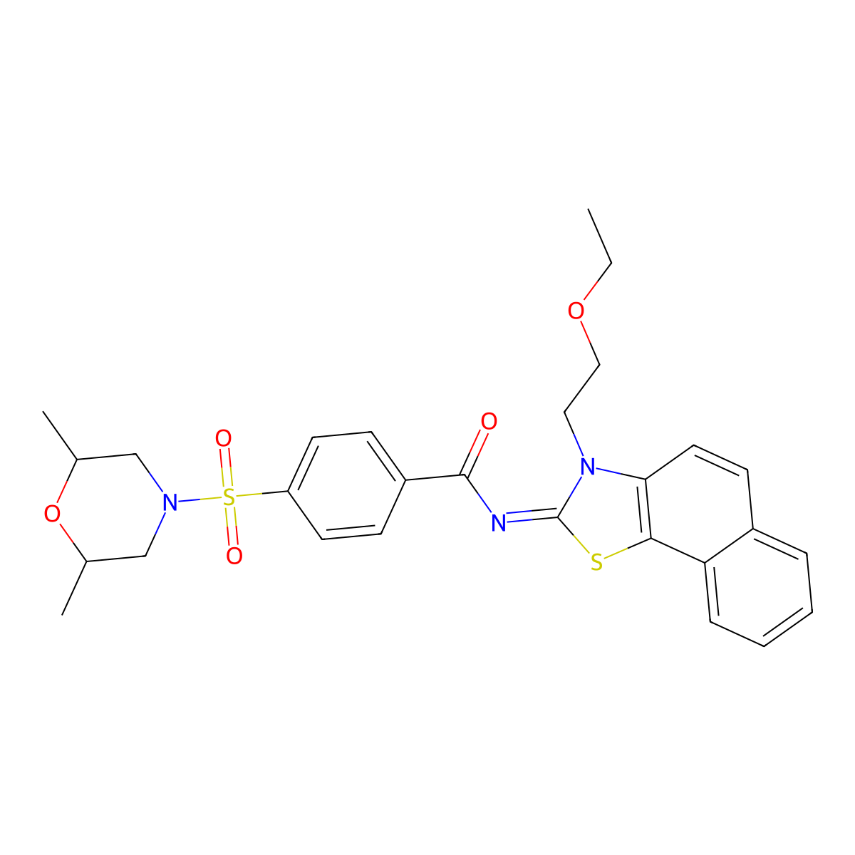 (Z)-4-((2,6-dimethylmorpholino)sulfonyl)-N-(3-(2-ethoxyethyl)naphtho[2,1-d]thiazol-2(3H)-ylidene)benzamide molecular structure, CAS 1321966-52-2