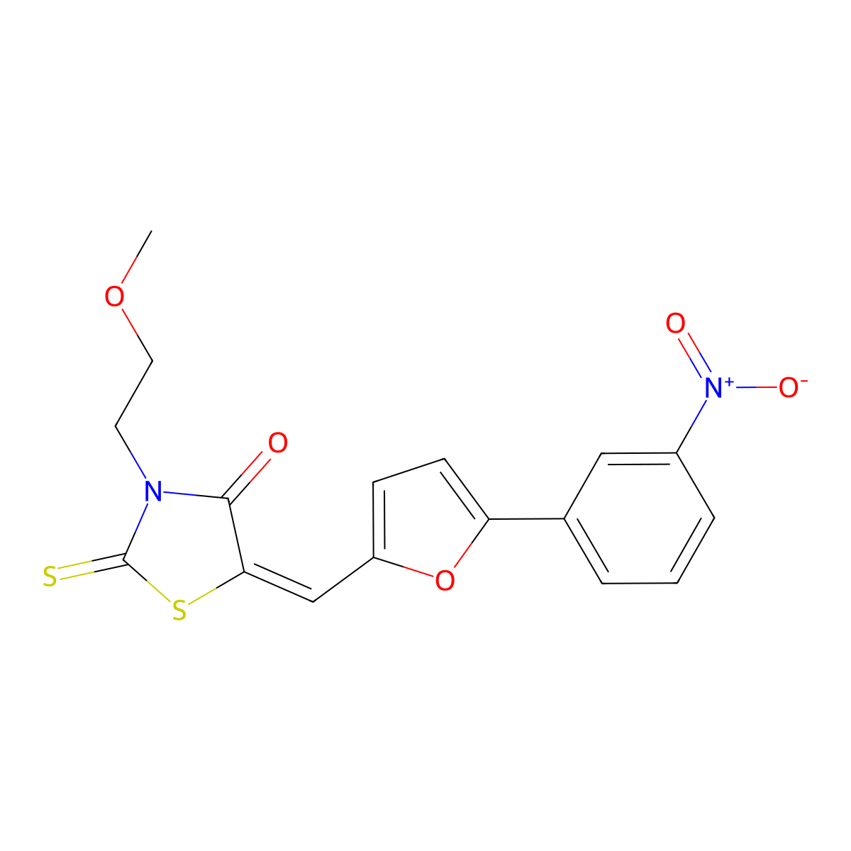 (5E)-3-(2-Methoxyethyl)-5-[[5-(3-nitrophenyl)-2-furanyl]methylene]-2-thioxo-4-thiazolidinone molecular structure, CAS 1321967-33-2