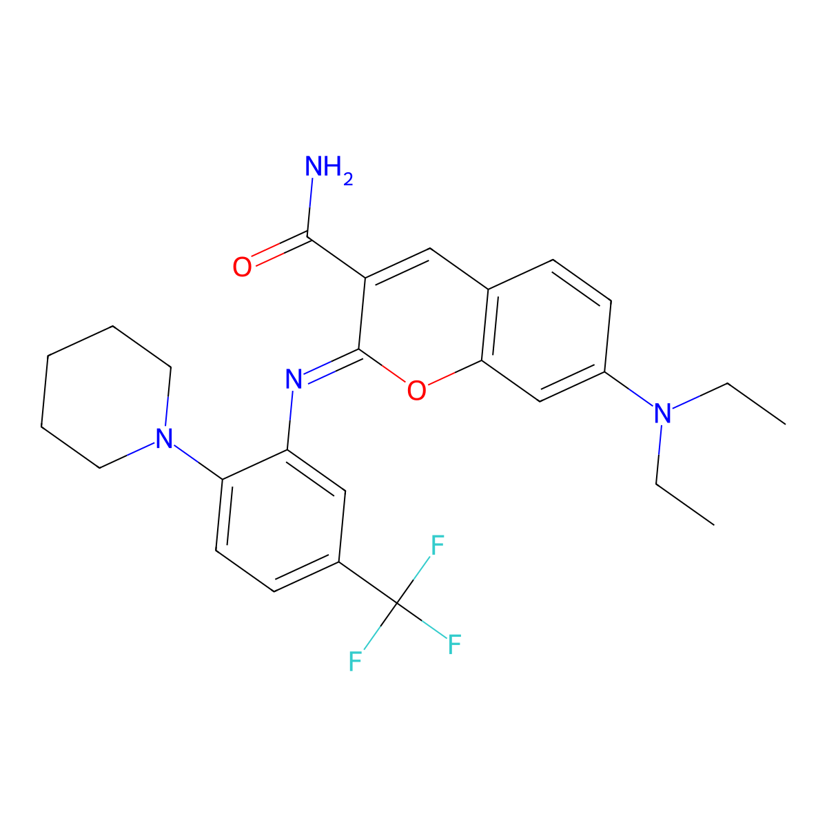 7-(Diethylamino)-2-[2-piperidin-1-yl-5-(trifluoromethyl)phenyl]iminochromene-3-carboxamide molecular structure, CAS 1321970-03-9