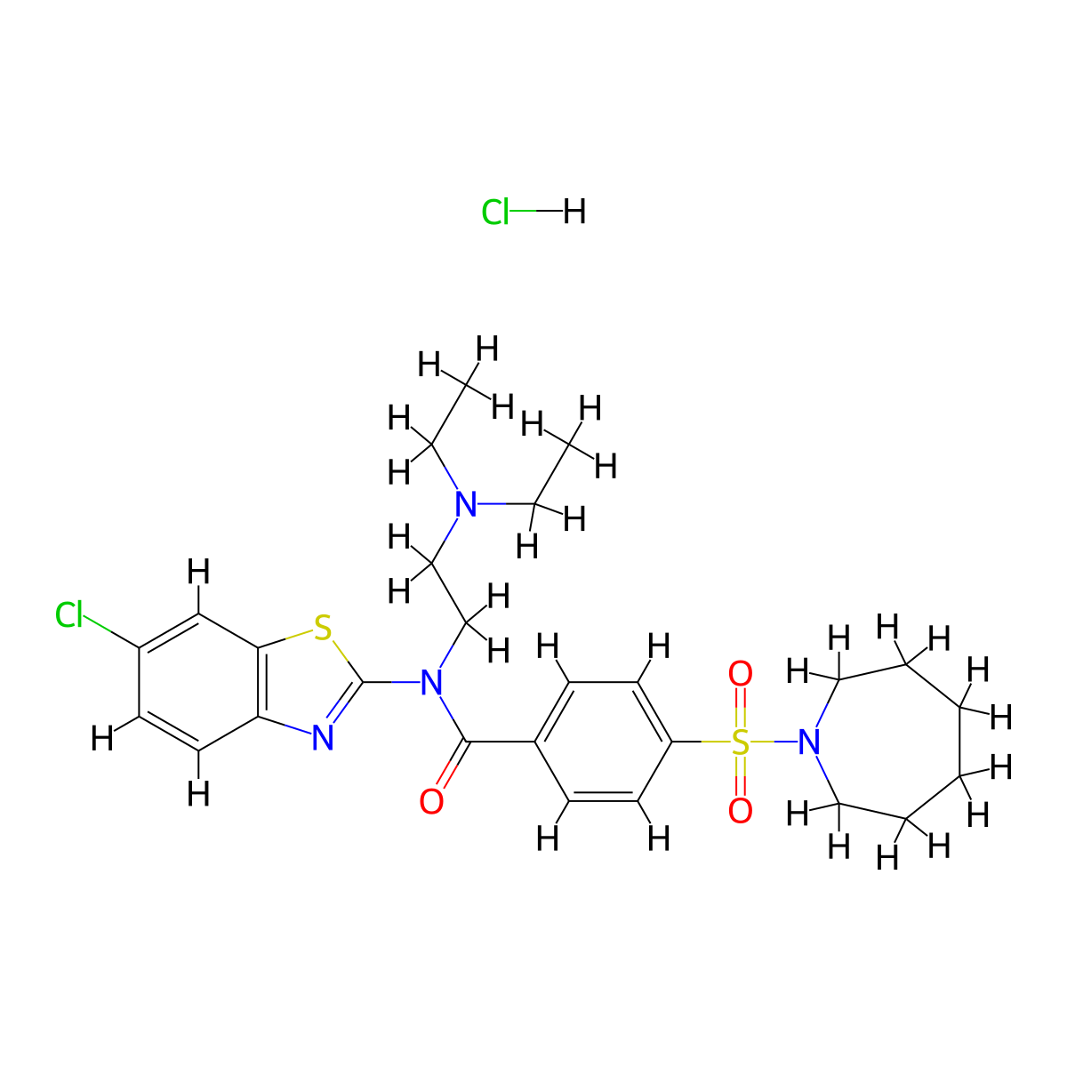 4-(azepan-1-ylsulfonyl)-N-(6-chlorobenzo[d]thiazol-2-yl)-N-(2-(diethylamino)ethyl)benzamide hydrochloride molecular structure, CAS 1321980-45-3