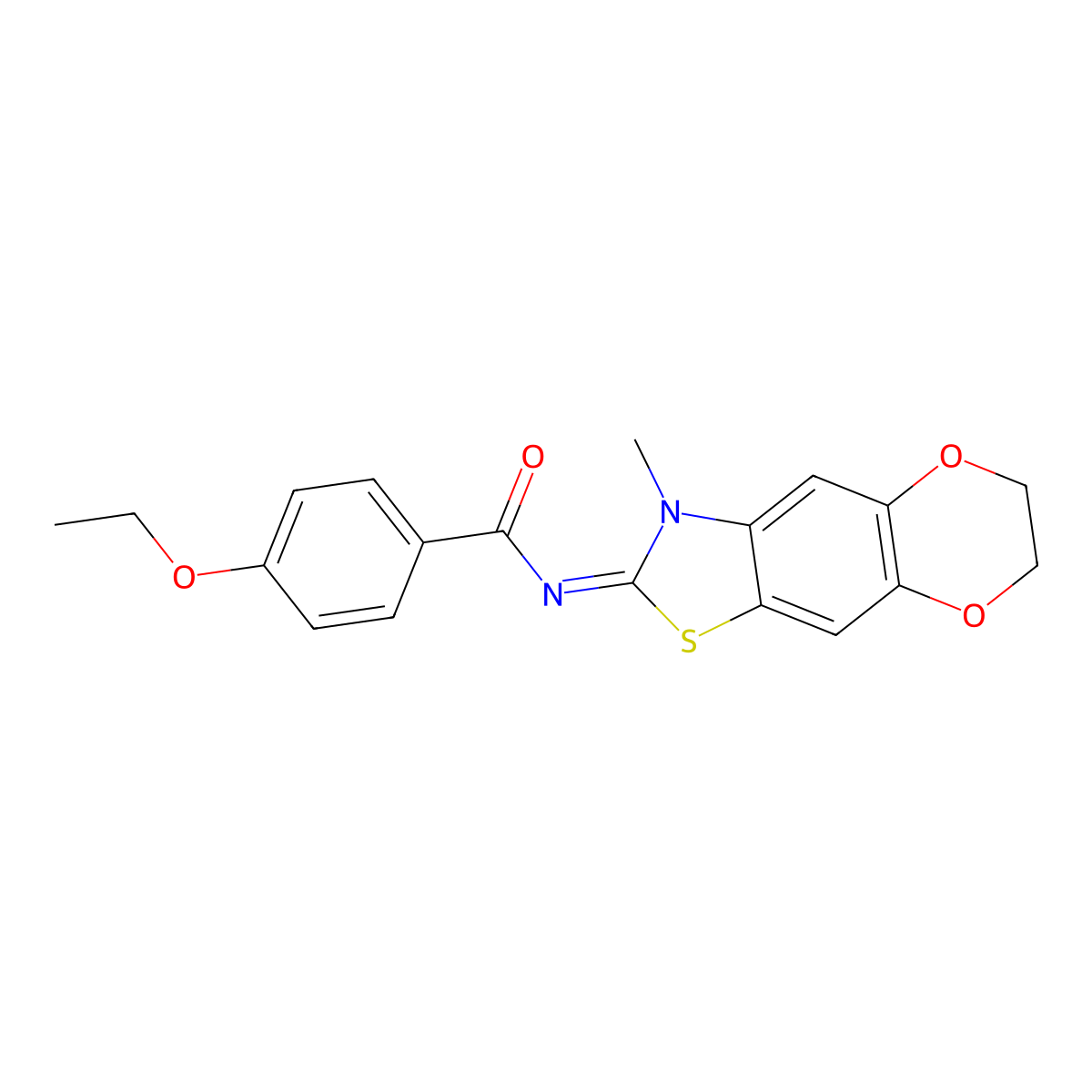 4-ethoxy-N-(3-methyl-6,7-dihydro-[1,4]dioxino[2,3-f][1,3]benzothiazol-2-ylidene)benzamide molecular structure, CAS 1321981-00-3