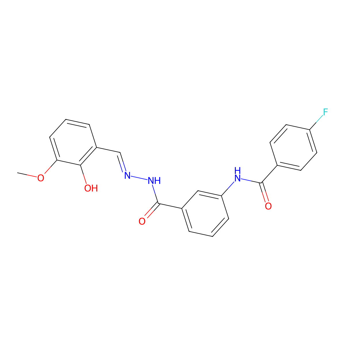 (E)-4-Fluoro-N-(3-(2-(2-hydroxy-3-methoxybenzylidene)hydrazine-1-carbonyl)phenyl)benzamide molecular structure, CAS 1321982-61-9
