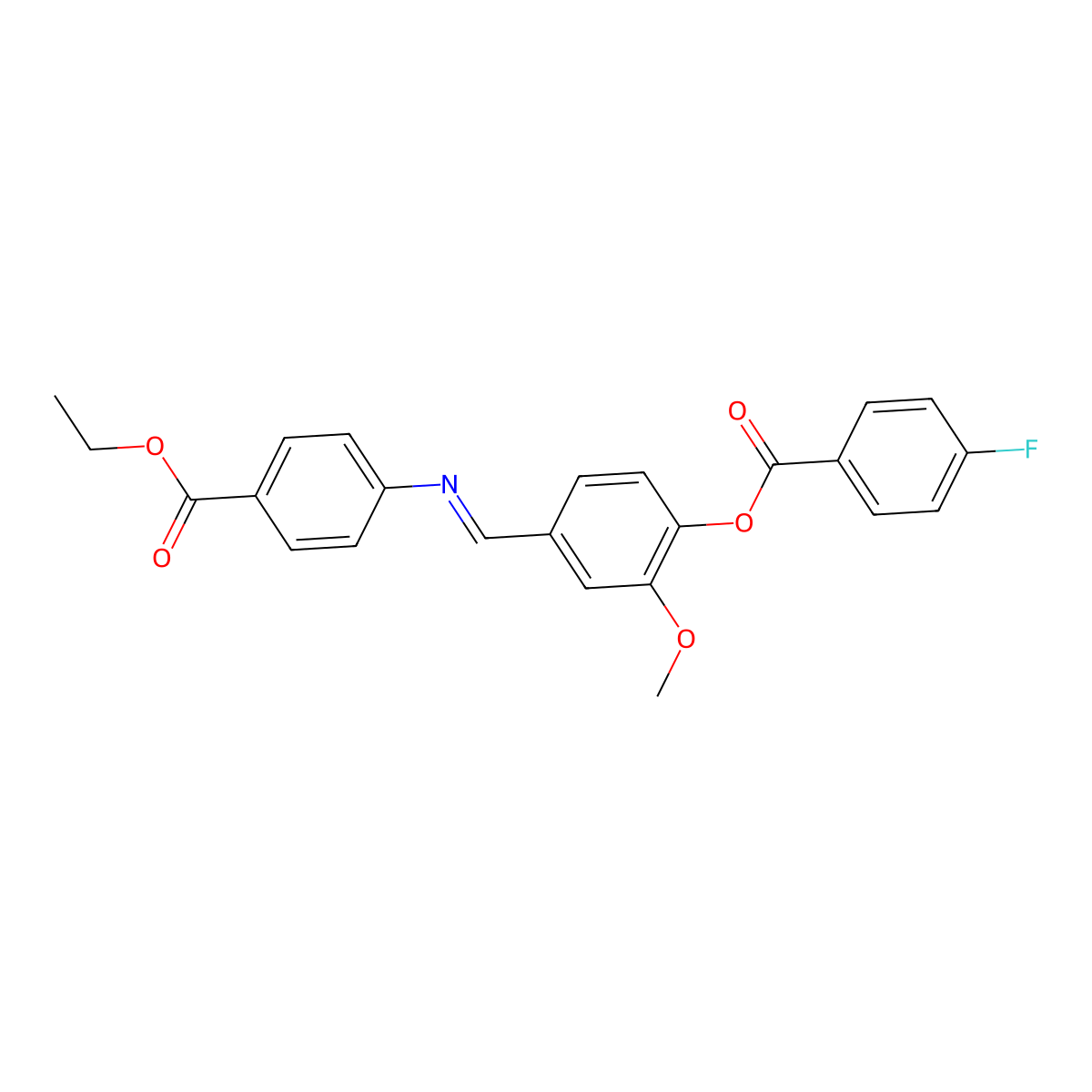 (E)-4-(((4-(ethoxycarbonyl)phenyl)imino)methyl)-2-methoxyphenyl 4-fluorobenzoate molecular structure, CAS 1321985-81-2