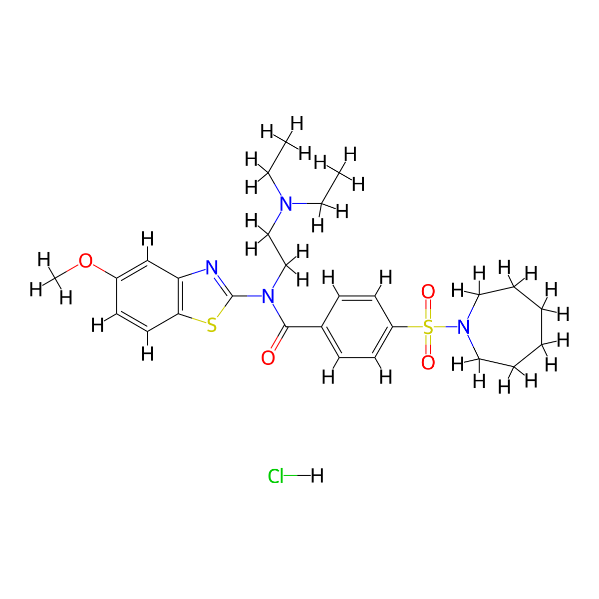 4-(azepan-1-ylsulfonyl)-N-(2-(diethylamino)ethyl)-N-(5-methoxybenzo[d]thiazol-2-yl)benzamide hydrochloride molecular structure, CAS 1321988-73-1