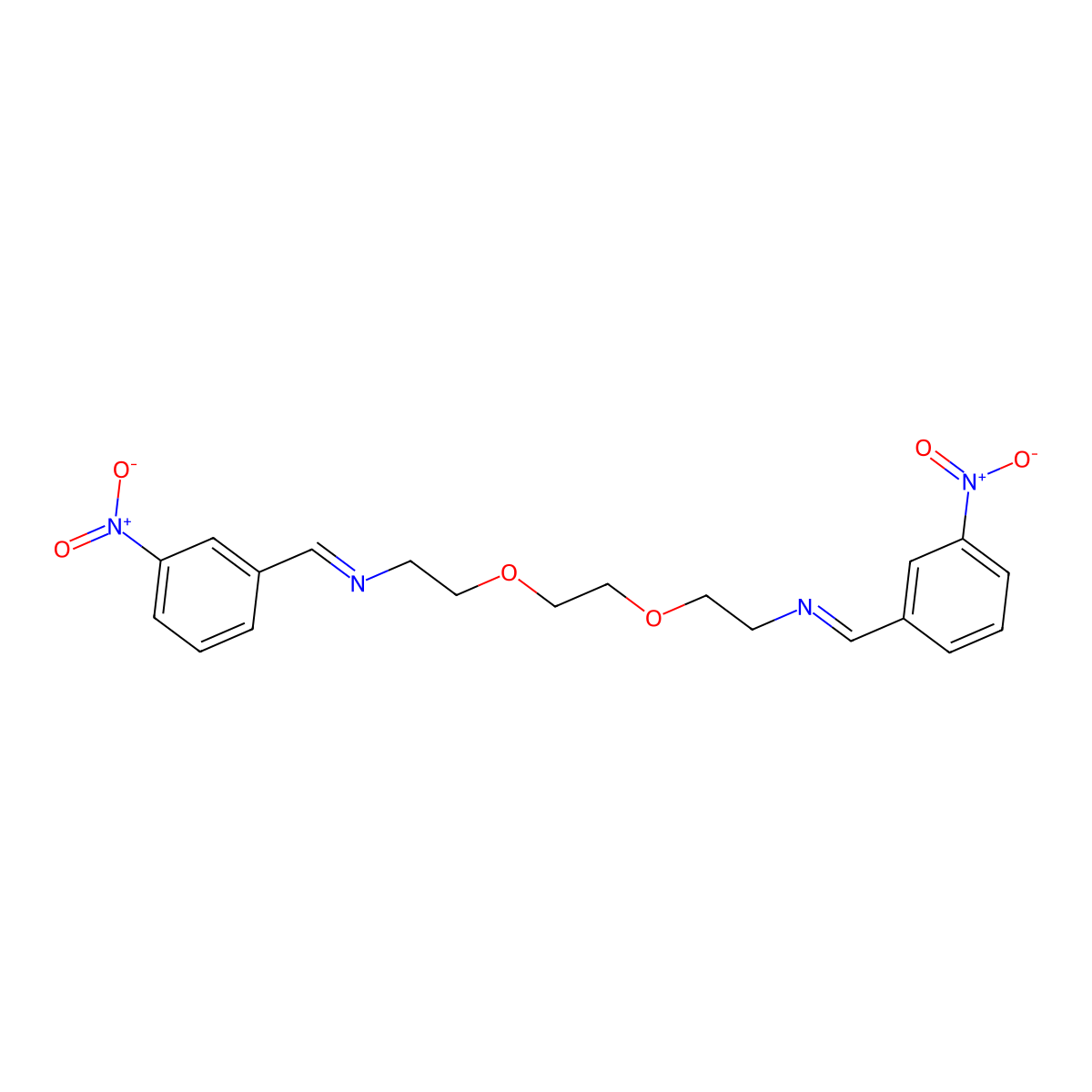 1-(3-nitrophenyl)-N-[2-[2-[2-[(3-nitrophenyl)methylideneamino]ethoxy]ethoxy]ethyl]methanimine molecular structure, CAS 1321993-21-8