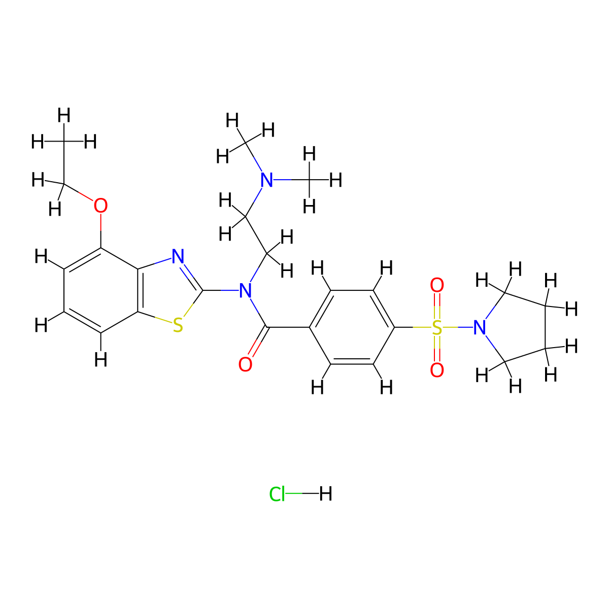 N-(2-(dimethylamino)ethyl)-N-(4-ethoxybenzo[d]thiazol-2-yl)-4-(pyrrolidin-1-ylsulfonyl)benzamide hydrochloride molecular structure, CAS 1321996-22-8