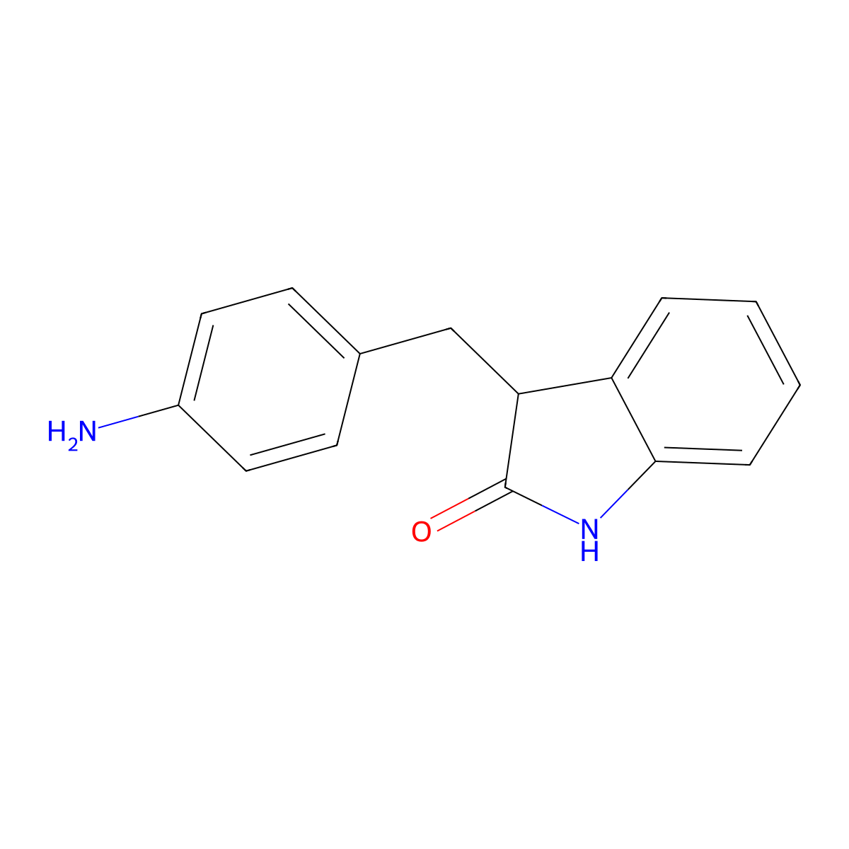 3-((4-Aminophenyl)methyl)-1,3-dihydro-2H-indol-2-one molecular structure, CAS 13220-47-8