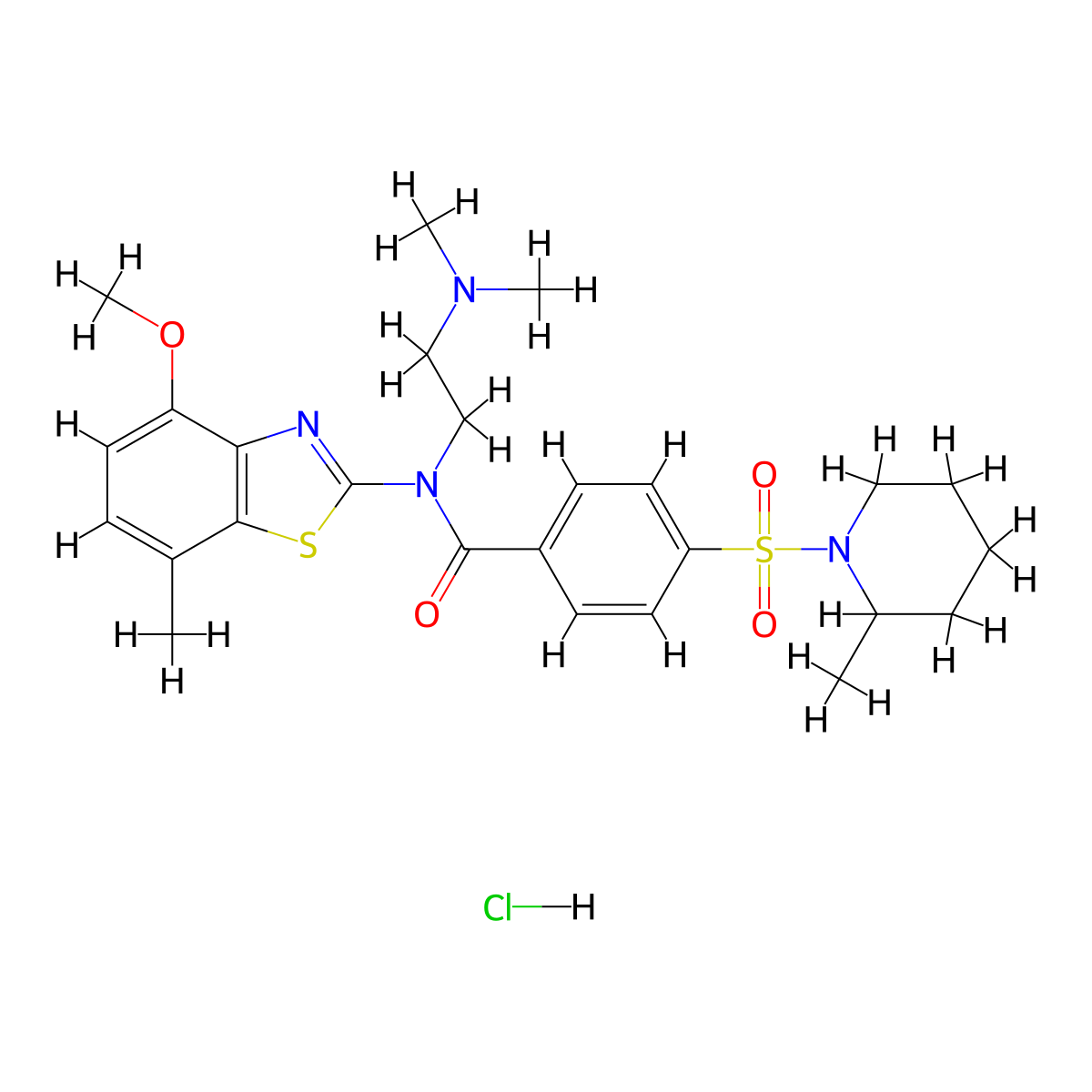 N-(2-(dimethylamino)ethyl)-N-(4-methoxy-7-methylbenzo[d]thiazol-2-yl)-4-((2-methylpiperidin-1-yl)sulfonyl)benzamide hydrochloride molecular structure, CAS 1322008-92-3