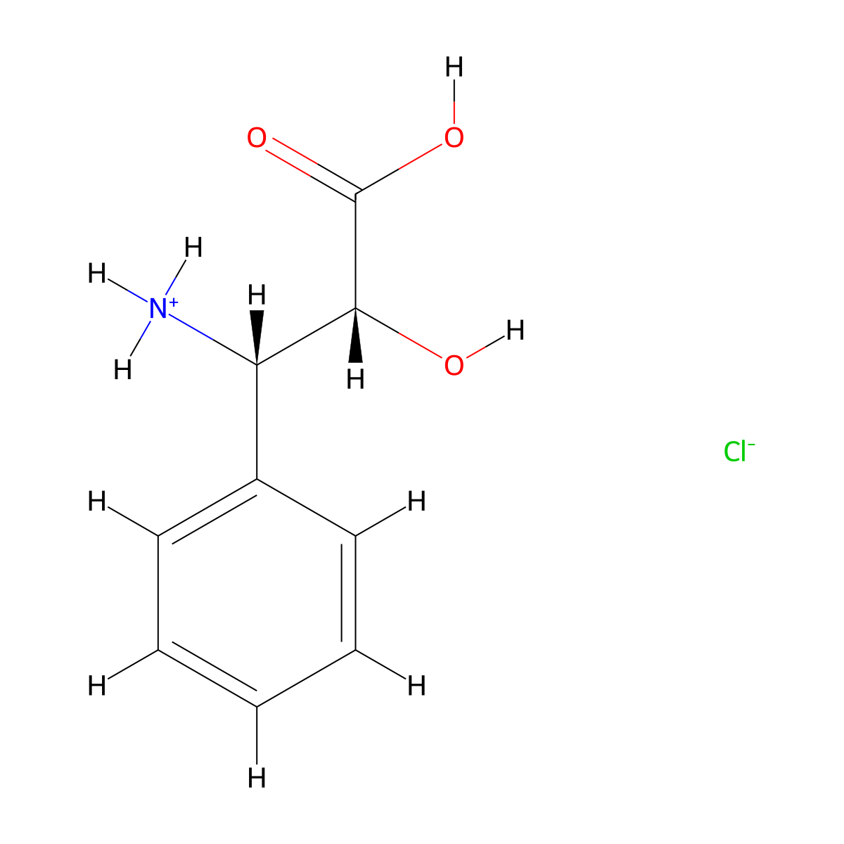 [(1S,2R)-2-carboxy-2-hydroxy-1-phenylethyl]azanium chloride molecular structure, CAS 132201-32-2