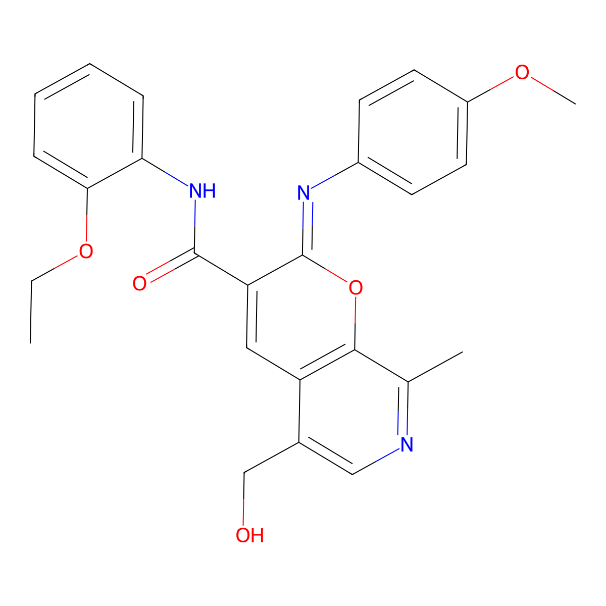 (2Z)-N-(2-ethoxyphenyl)-5-(hydroxymethyl)-2-[(4-methoxyphenyl)imino]-8-methyl-2H-pyrano[2,3-c]pyridine-3-carboxamide molecular structure, CAS 1322010-30-9