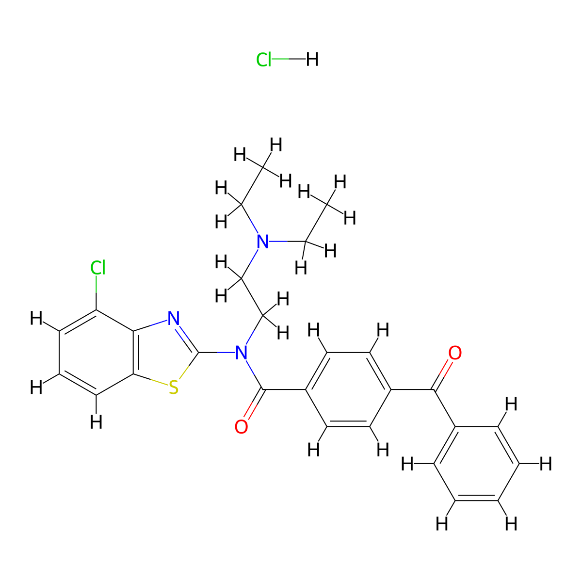4-benzoyl-N-(4-chlorobenzo[d]thiazol-2-yl)-N-(2-(diethylamino)ethyl)benzamide hydrochloride molecular structure, CAS 1322012-16-7