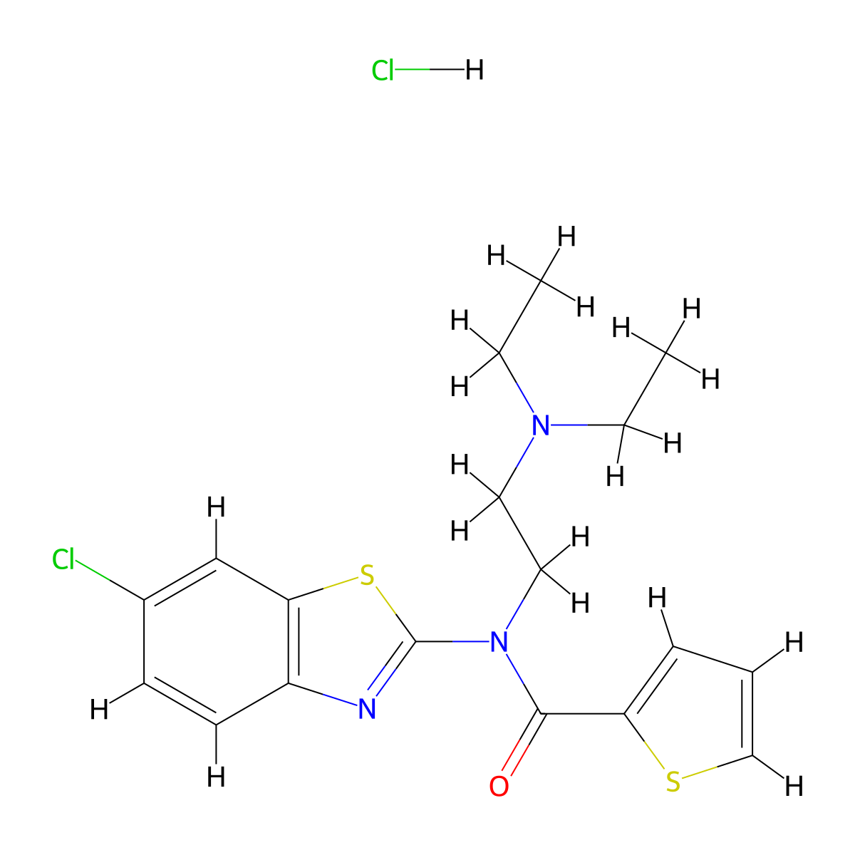 N-(6-chlorobenzo[d]thiazol-2-yl)-N-(2-(diethylamino)ethyl)thiophene-2-carboxamide hydrochloride molecular structure, CAS 1322015-04-2