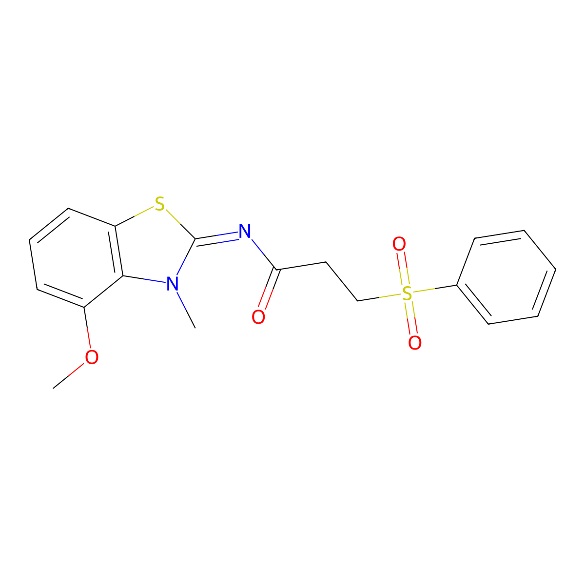 (E)-N-(4-methoxy-3-methylbenzo[d]thiazol-2(3H)-ylidene)-3-(phenylsulfonyl)propanamide molecular structure, CAS 1322017-56-0