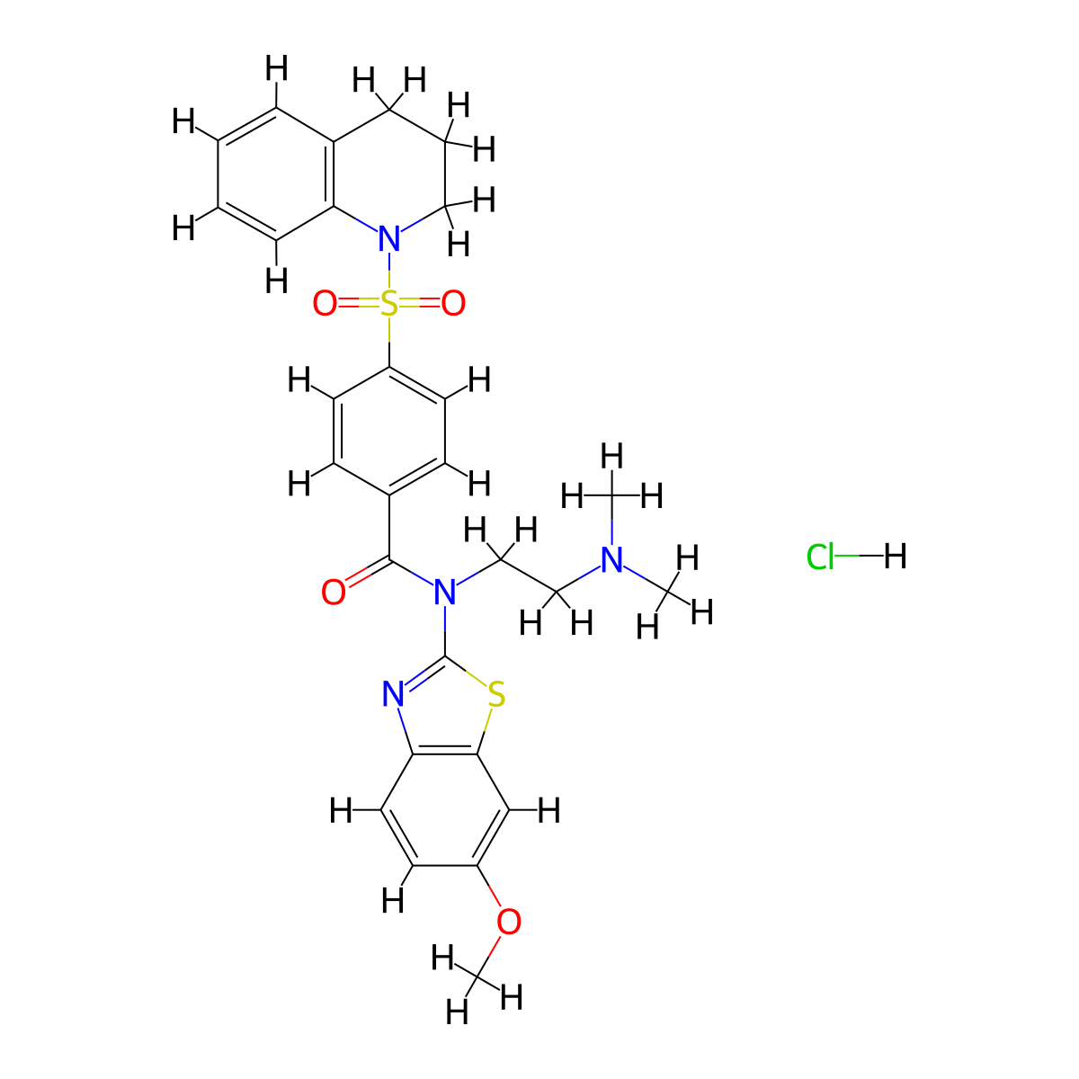 4-((3,4-dihydroquinolin-1(2H)-yl)sulfonyl)-N-(2-(dimethylamino)ethyl)-N-(6-methoxybenzo[d]thiazol-2-yl)benzamide hydrochloride molecular structure, CAS 1322029-87-7