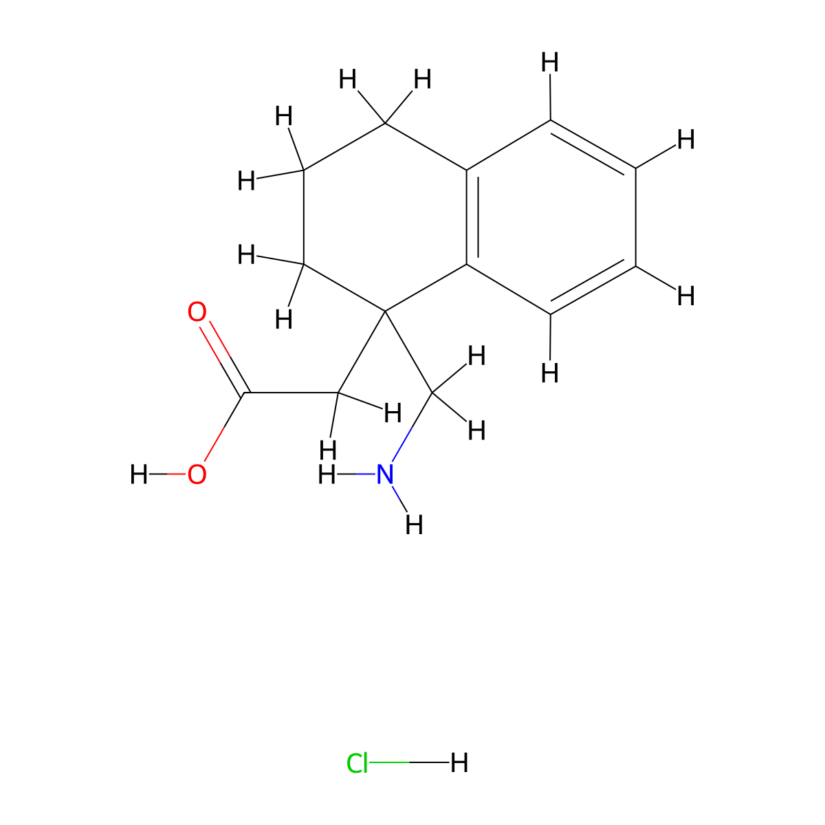 2-[1-(Aminomethyl)-1,2,3,4-tetrahydronaphthalen-1-yl]acetic acid hydrochloride molecular structure, CAS 132205-60-8