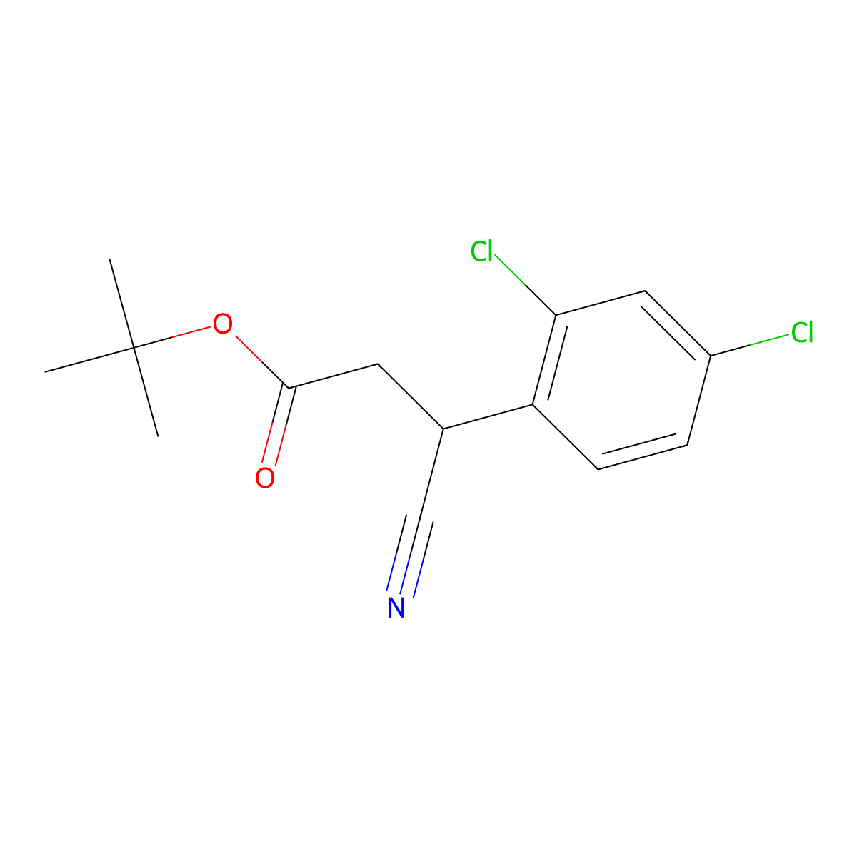 Tert-butyl 3-cyano-3-(2,4-dichlorophenyl)propanoate molecular structure, CAS 132205-69-7