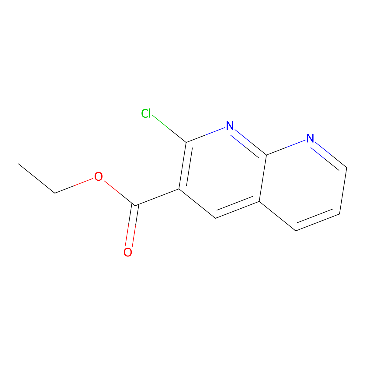 Ethyl 2-chloro-1,8-naphthyridine-3-carboxylate molecular structure, CAS 132209-79-1