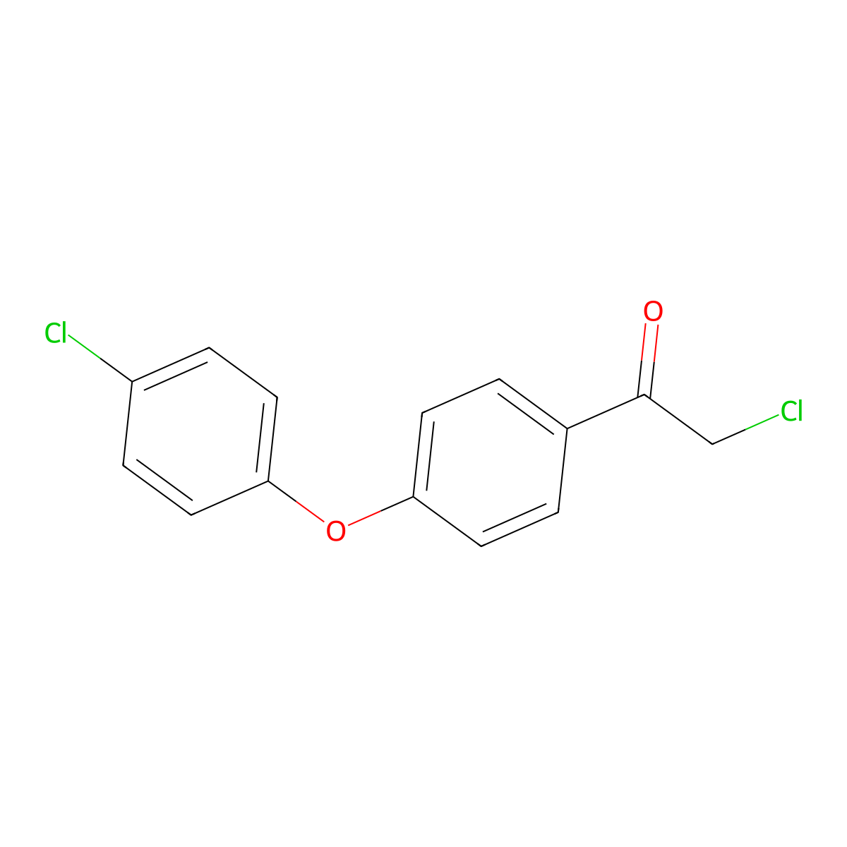 2-Chloro-1-(4-(4-chlorophenoxy)phenyl)ethanone molecular structure, CAS 13221-80-2