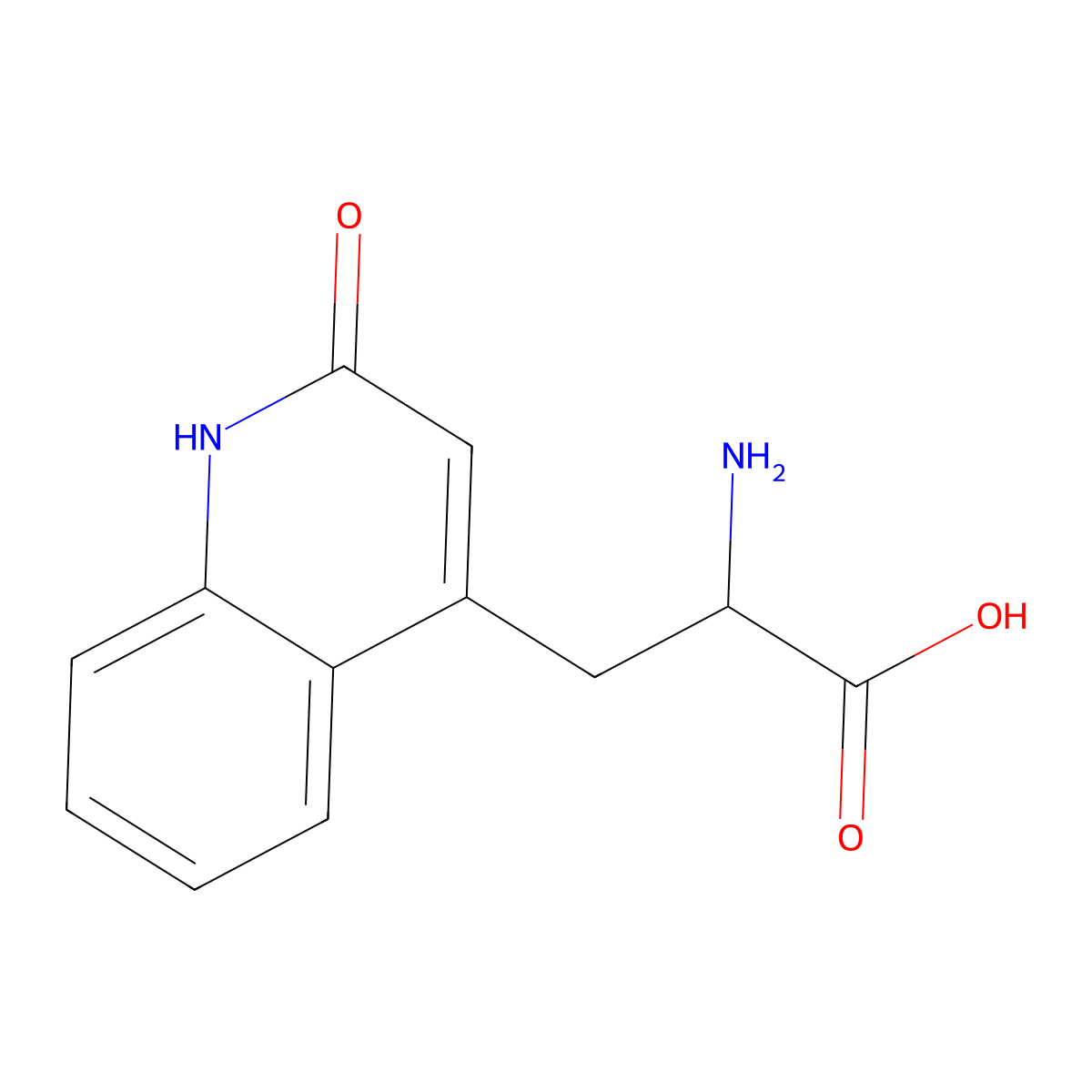 2-Amino-3-(2-oxo-1,2-dihydroquinolin-4-yl)propanoic acid molecular structure, CAS 132210-24-3