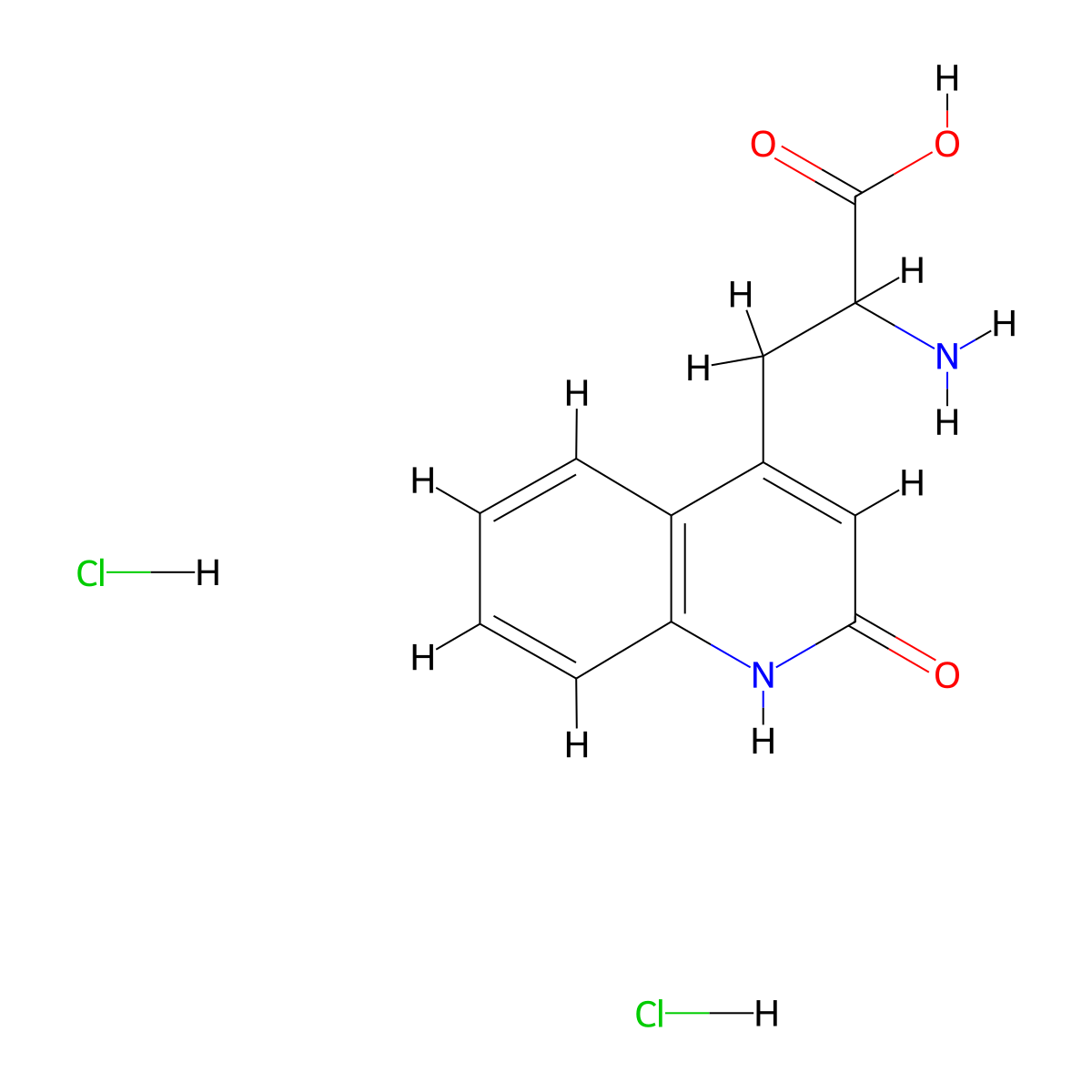 2-Amino-3-(2-oxo-1,2-dihydroquinolin-4-yl)propanoic acid dihydrochloride molecular structure, CAS 132210-25-4