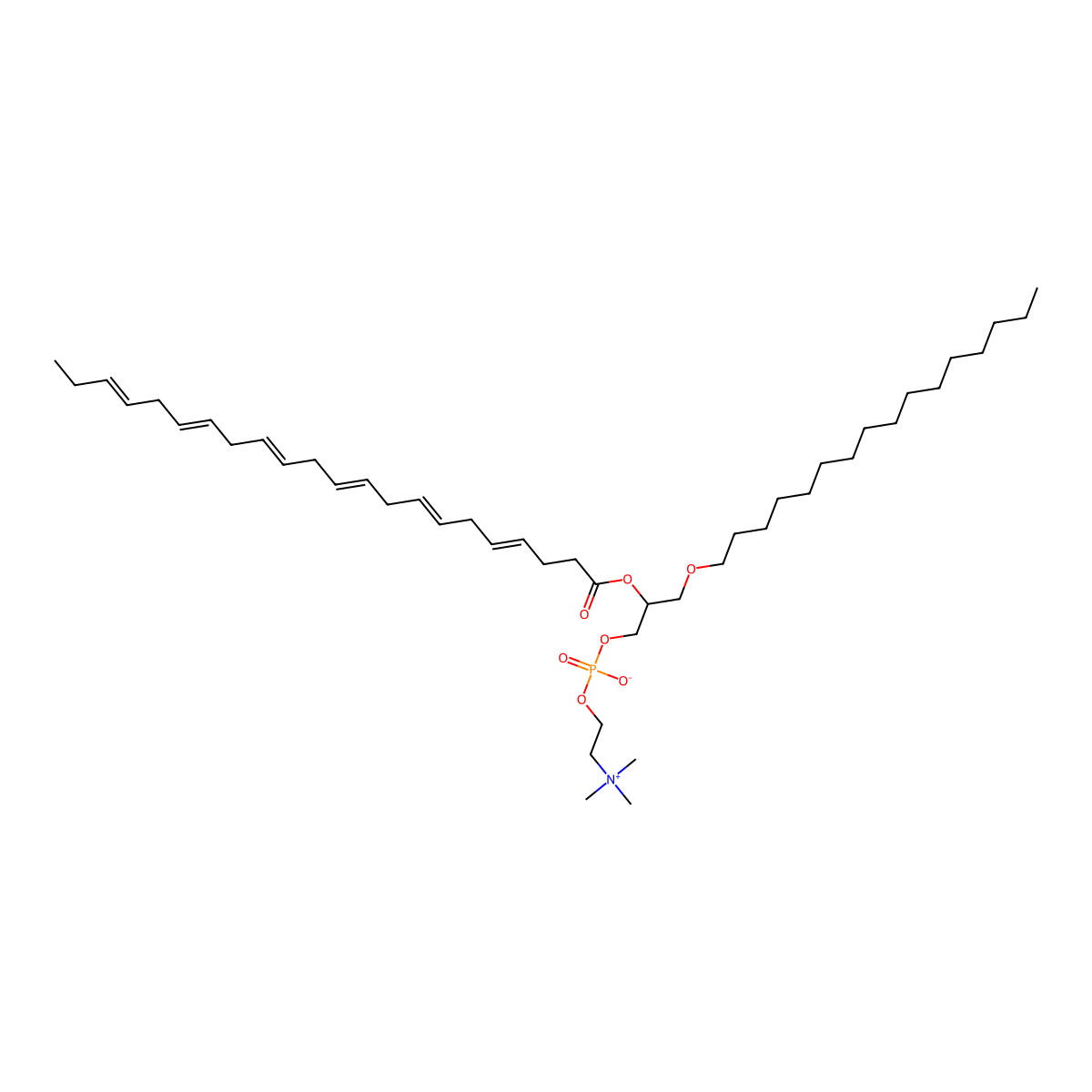 [(2R)-2-docosa-4,7,10,13,16,19-hexaenoyloxy-3-hexadecoxypropyl] 2-(trimethylazaniumyl)ethyl phosphate molecular structure, CAS 132213-85-5