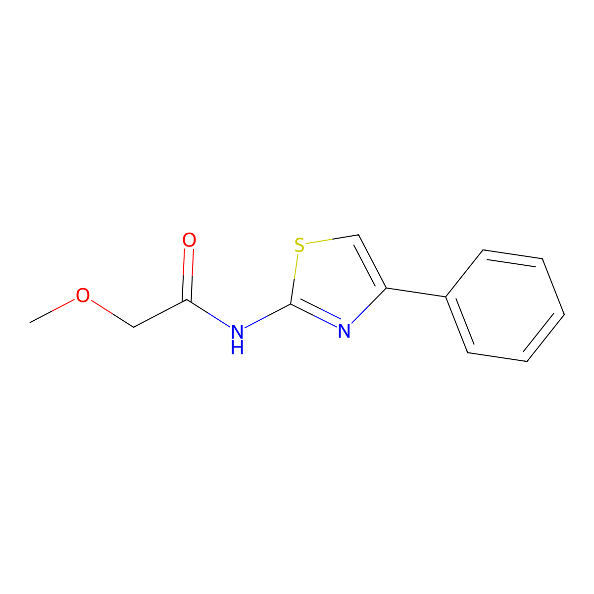 2-methoxy-N-(4-phenyl-1,3-thiazol-2-yl)acetamide molecular structure, CAS 132214-37-0