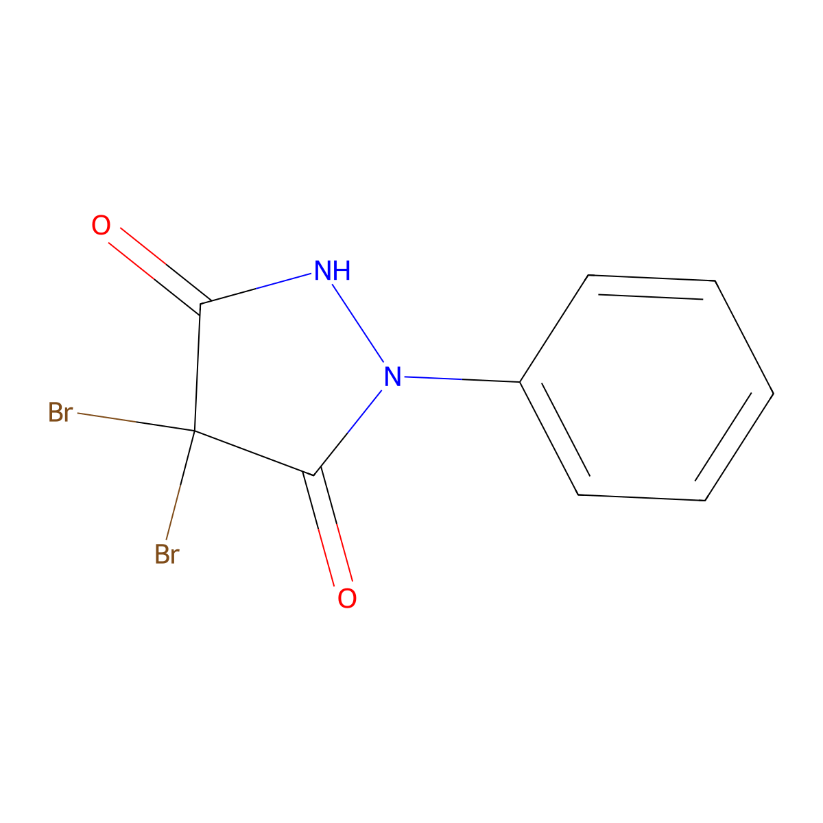 4,4-Dibromo-1-phenylpyrazolidine-3,5-dione molecular structure, CAS 132214-59-6