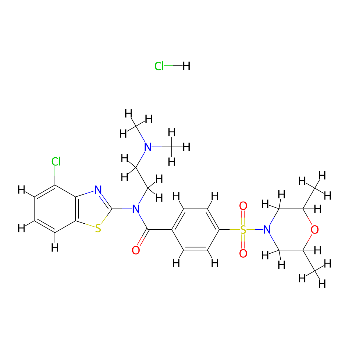 N-(4-chlorobenzo[d]thiazol-2-yl)-N-(2-(dimethylamino)ethyl)-4-((2,6-dimethylmorpholino)sulfonyl)benzamide hydrochloride molecular structure, CAS 1322192-83-5