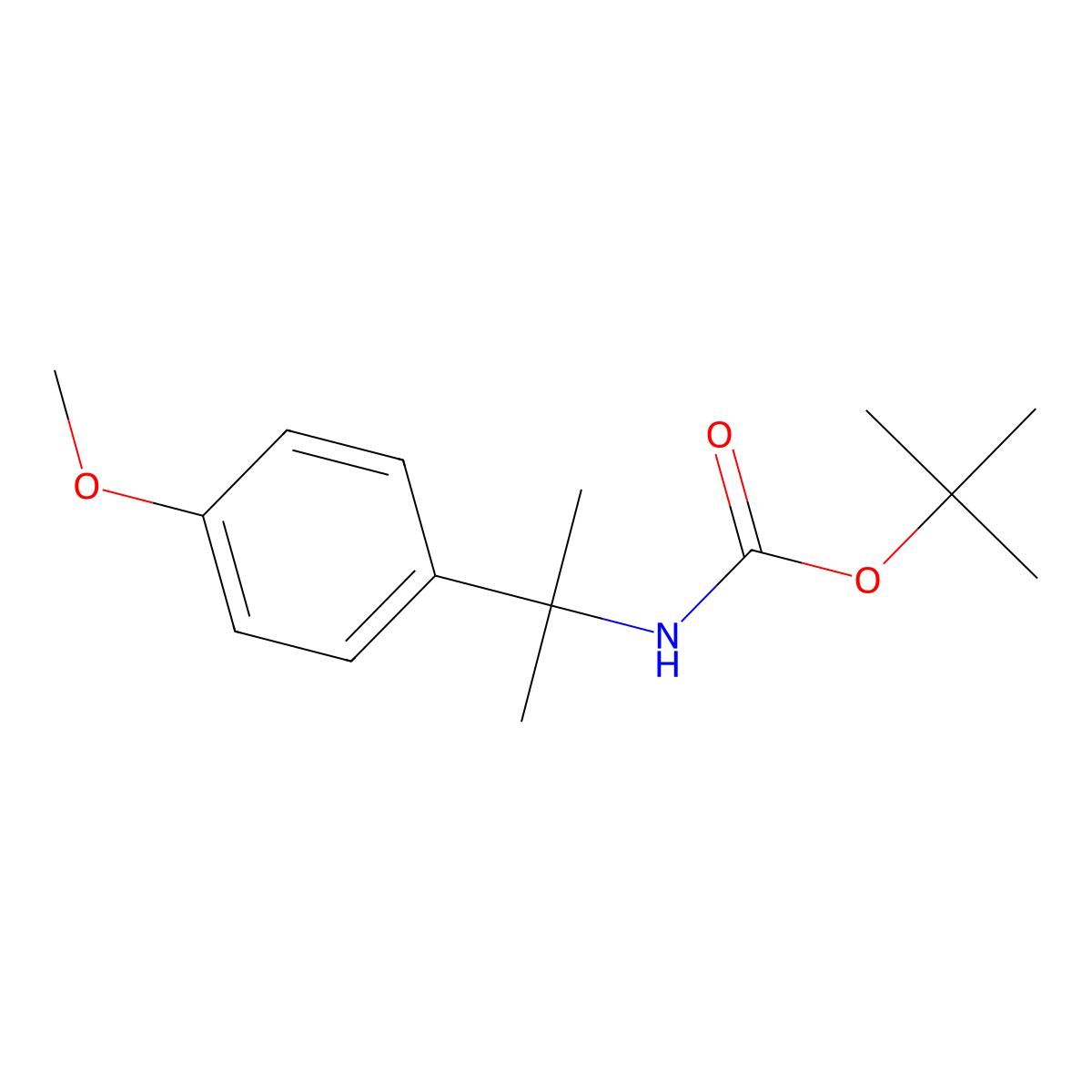 tert-Butyl N-[2-(4-methoxyphenyl)propan-2-yl]carbamate molecular structure, CAS 1322200-76-9