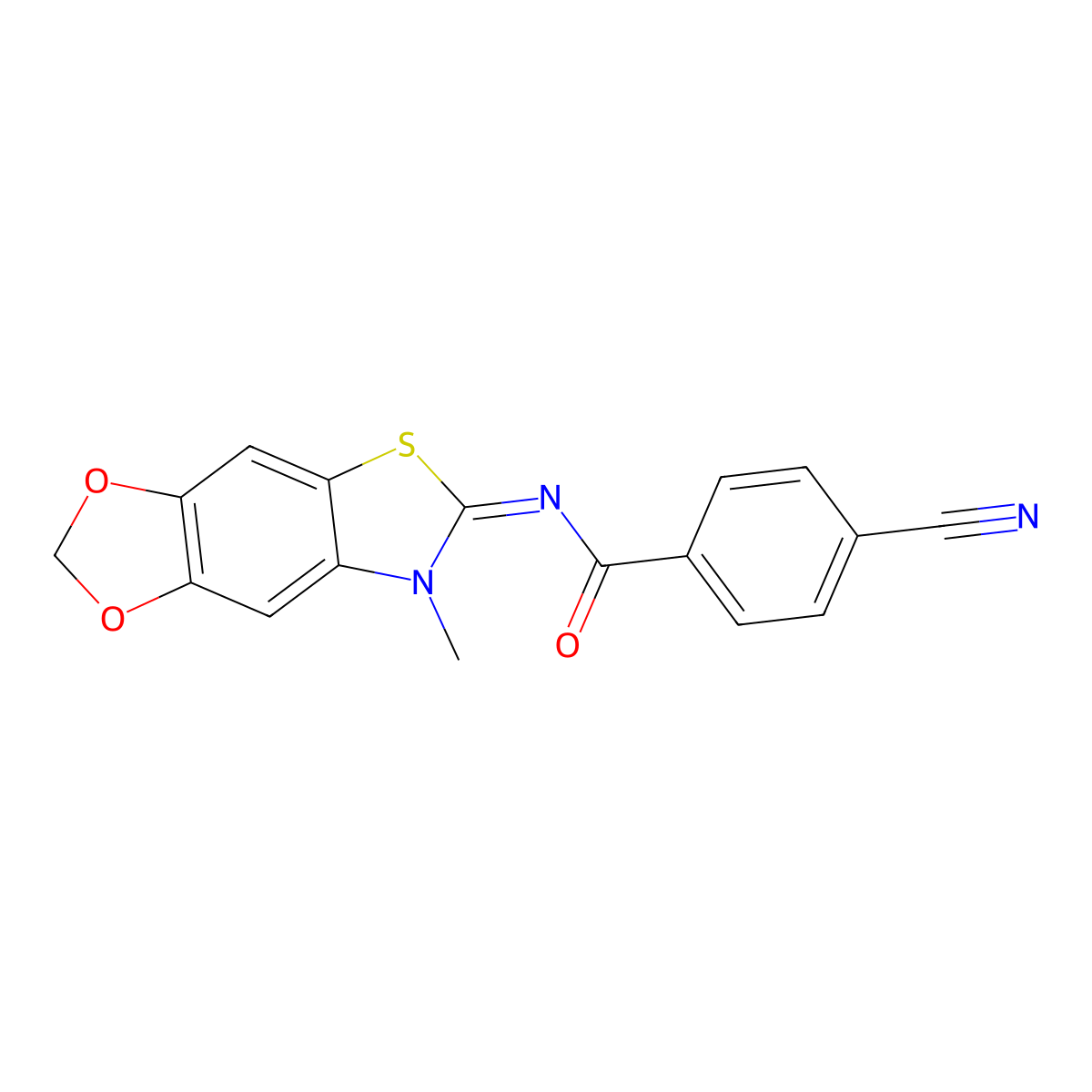 4-cyano-N-(7-methyl-[1,3]dioxolo[4,5-f][1,3]benzothiazol-6-ylidene)benzamide molecular structure, CAS 1322202-49-2