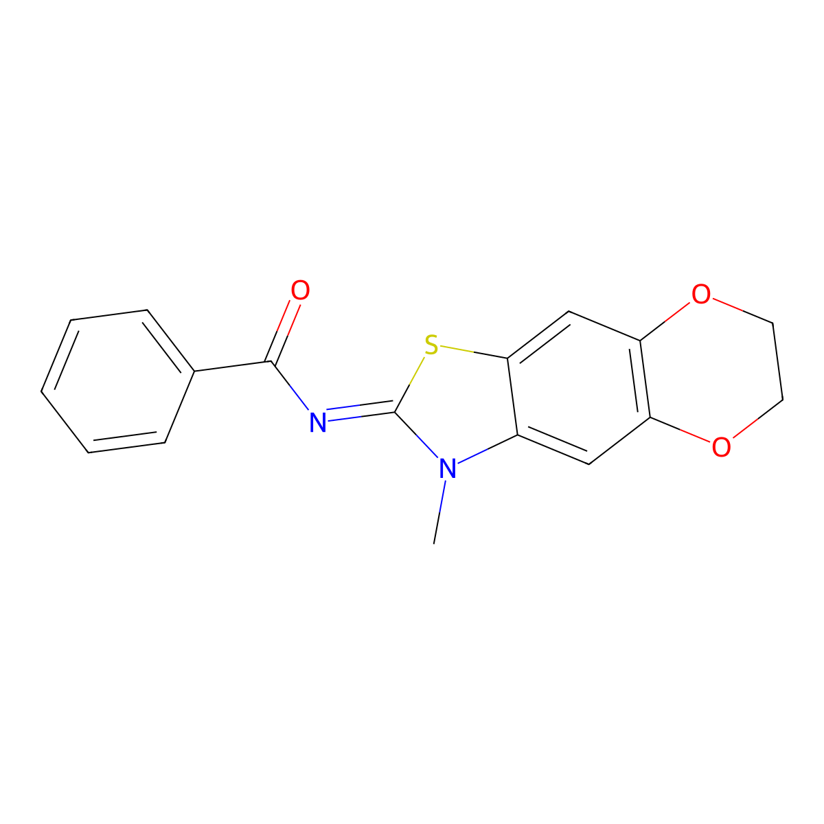 N-(3-methyl-6,7-dihydro-[1,4]dioxino[2,3-f][1,3]benzothiazol-2-ylidene)benzamide molecular structure, CAS 1322204-45-4
