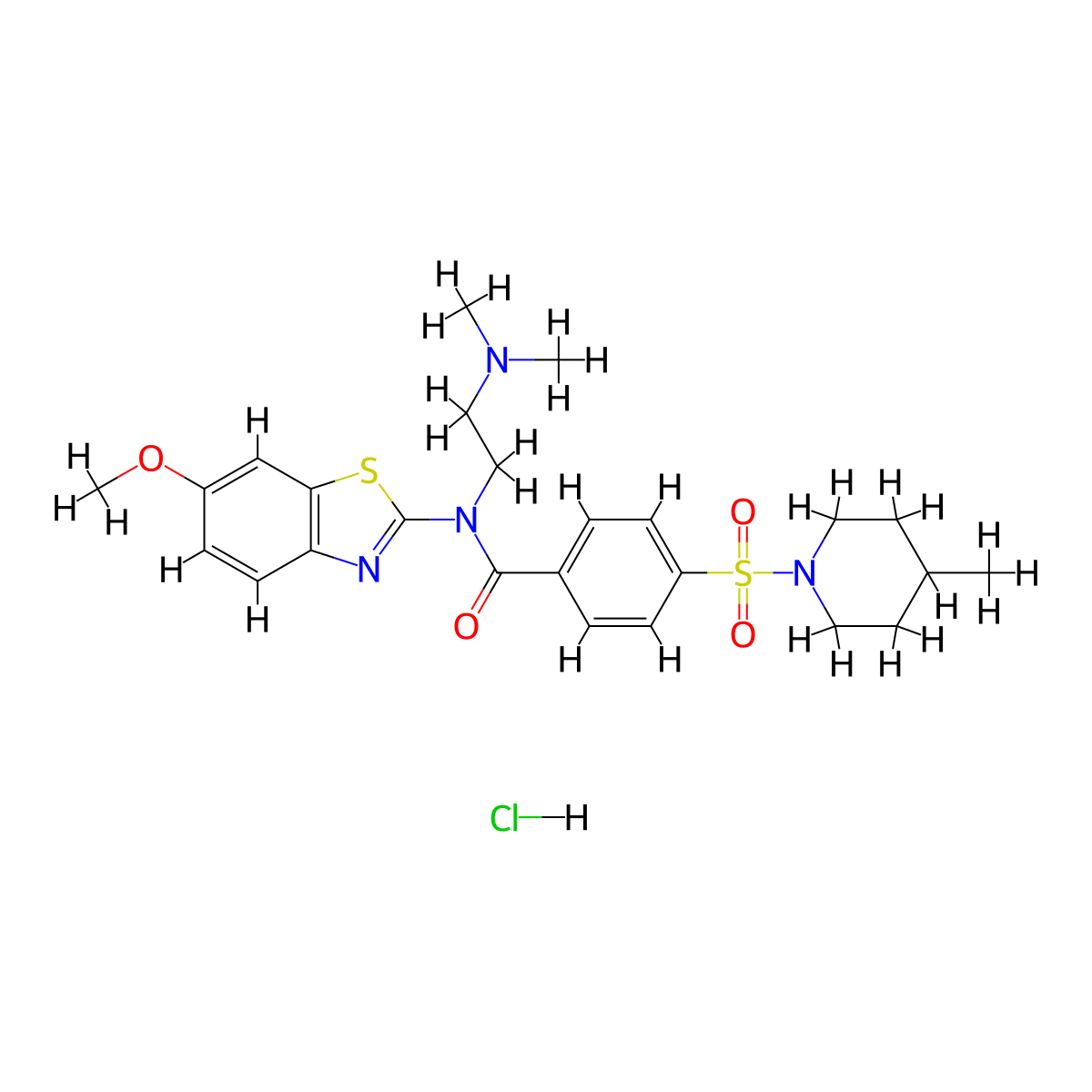 N-(2-(dimethylamino)ethyl)-N-(6-methoxybenzo[d]thiazol-2-yl)-4-((4-methylpiperidin-1-yl)sulfonyl)benzamide hydrochloride molecular structure, CAS 1322205-15-1