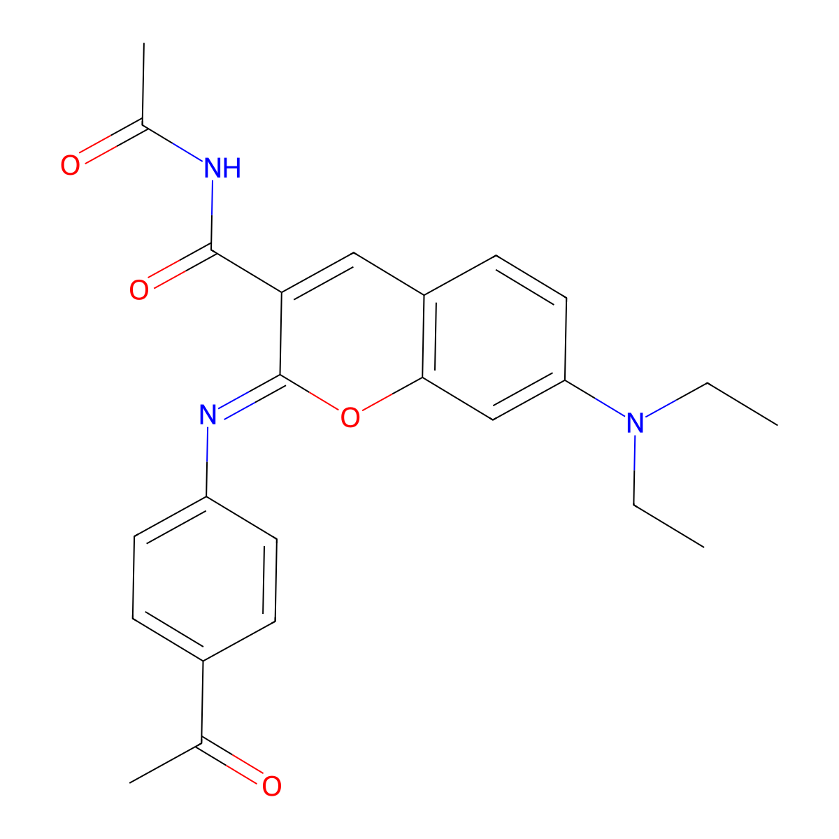 (2Z)-N-acetyl-2-[(4-acetylphenyl)imino]-7-(diethylamino)-2H-chromene-3-carboxamide molecular structure, CAS 1322206-02-9