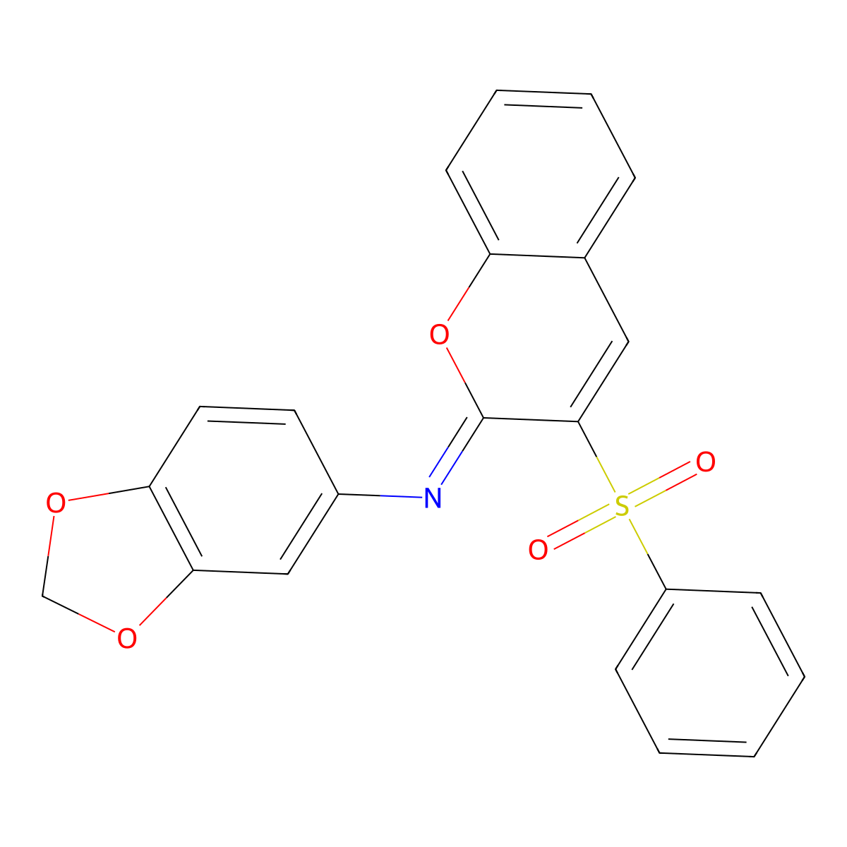 3-(benzenesulfonyl)-N-(1,3-benzodioxol-5-yl)chromen-2-imine molecular structure, CAS 1322206-18-7