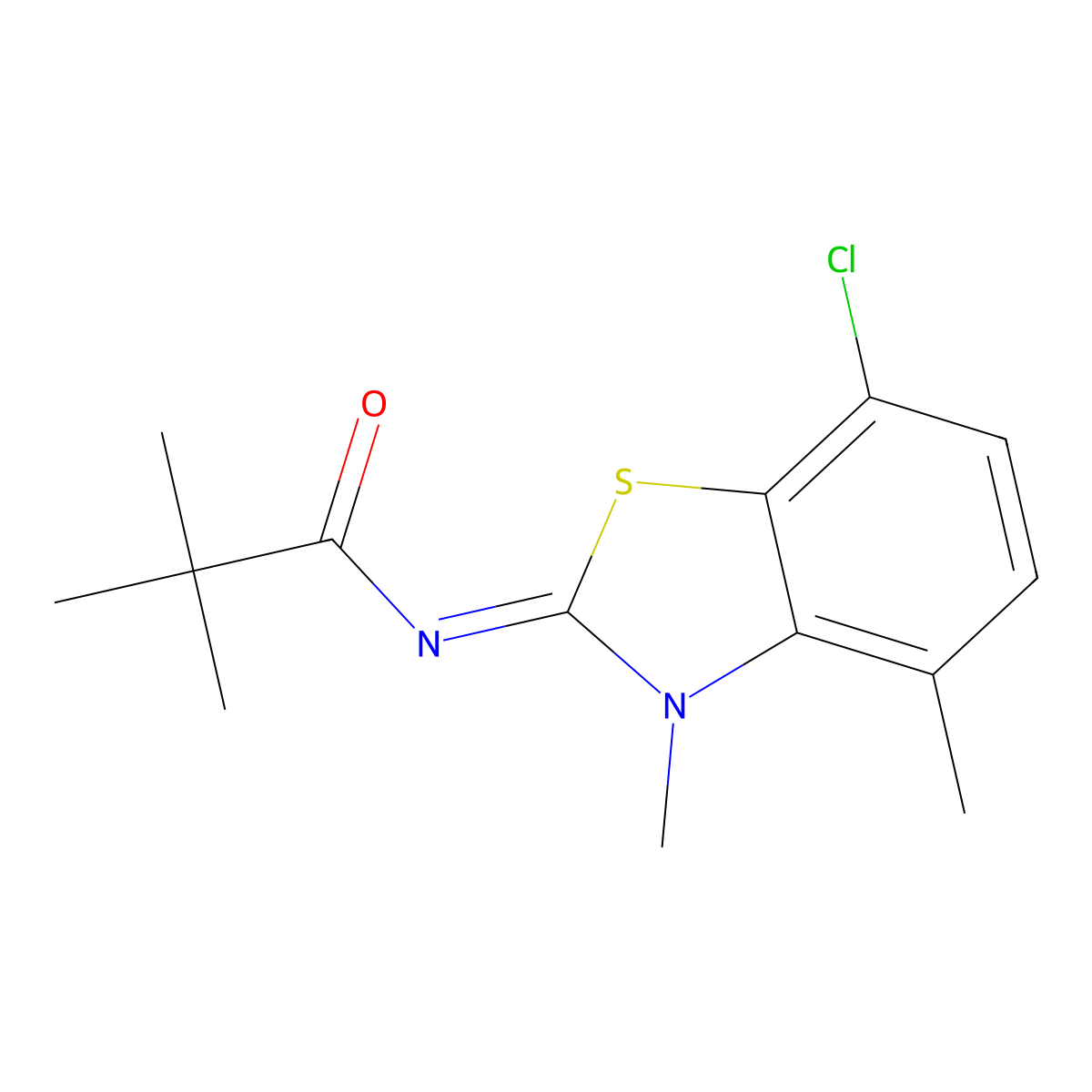 (Z)-N-(7-chloro-3,4-dimethylbenzo[d]thiazol-2(3H)-ylidene)pivalamide molecular structure, CAS 1322206-74-5