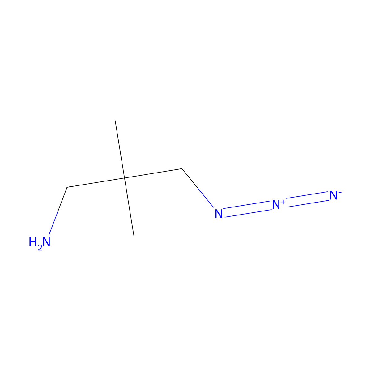 3-Azido-2,2-dimethylpropan-1-amine molecular structure, CAS 1322209-00-6