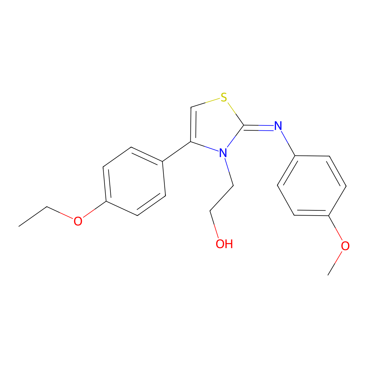 (Z)-2-(4-(4-ethoxyphenyl)-2-((4-methoxyphenyl)imino)thiazol-3(2H)-yl)ethanol molecular structure, CAS 1322212-21-4