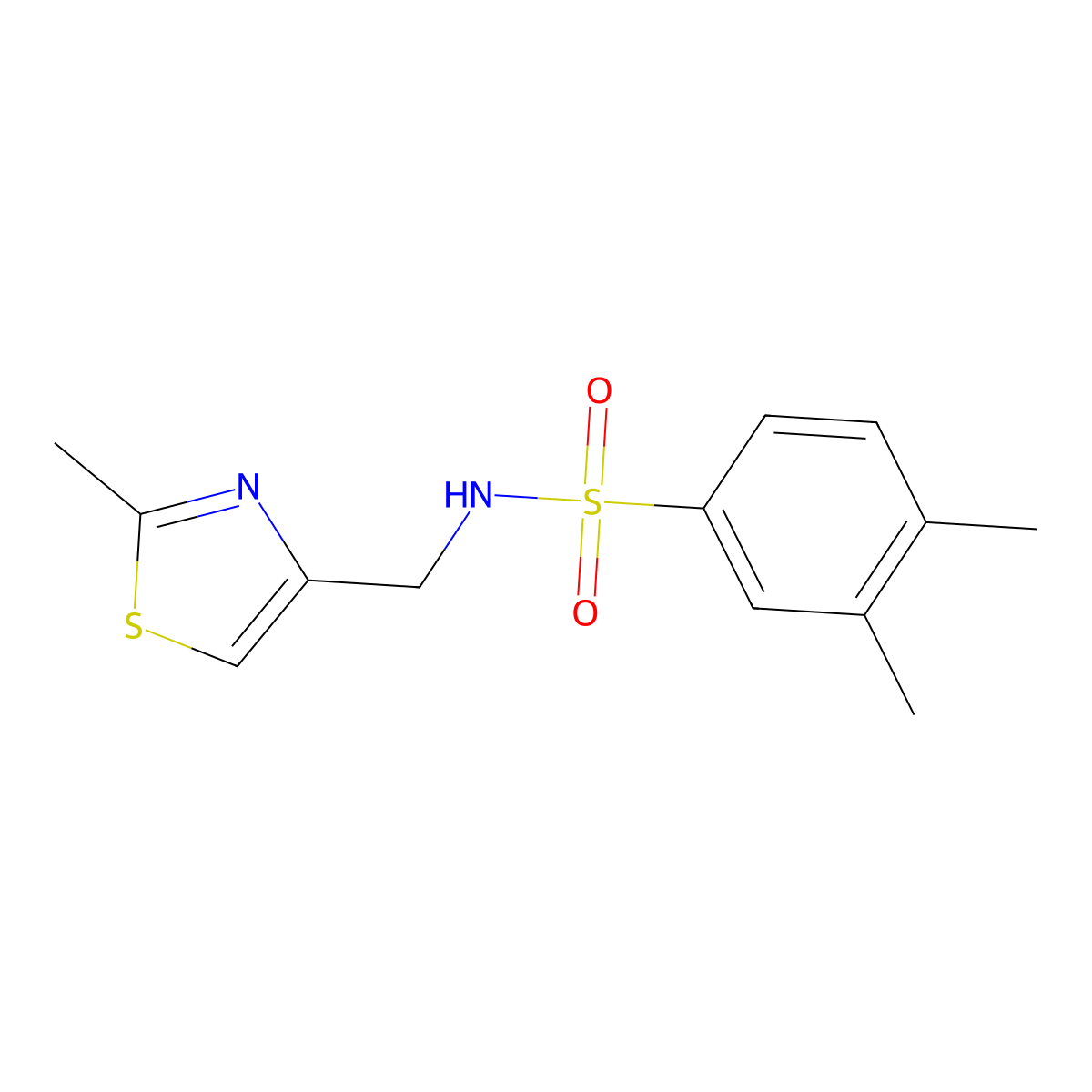 3,4-dimethyl-N-[(2-methyl-1,3-thiazol-4-yl)methyl]benzene-1-sulfonamide molecular structure, CAS 1322223-72-2