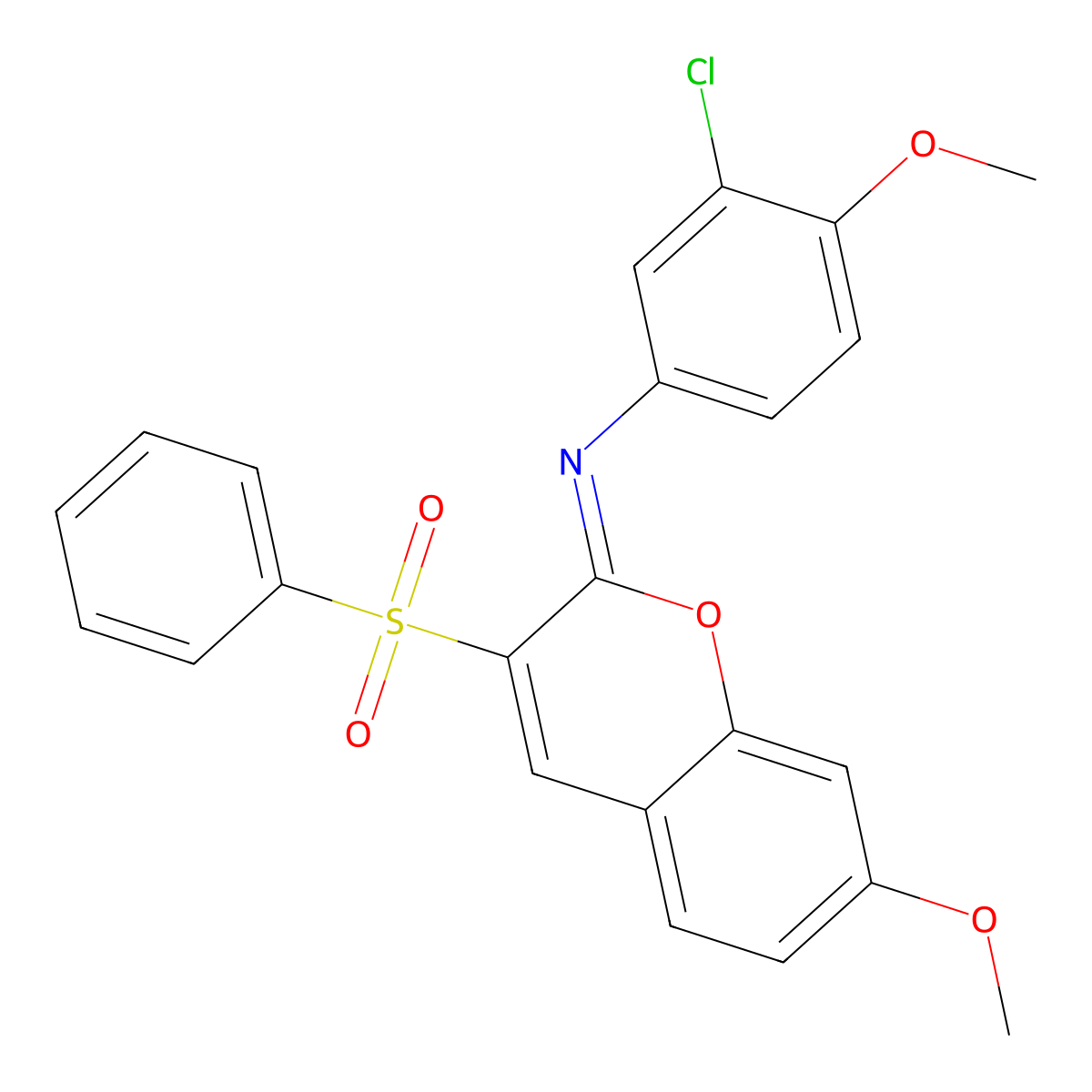 3-(benzenesulfonyl)-N-(3-chloro-4-methoxyphenyl)-7-methoxychromen-2-imine molecular structure, CAS 1322224-61-2