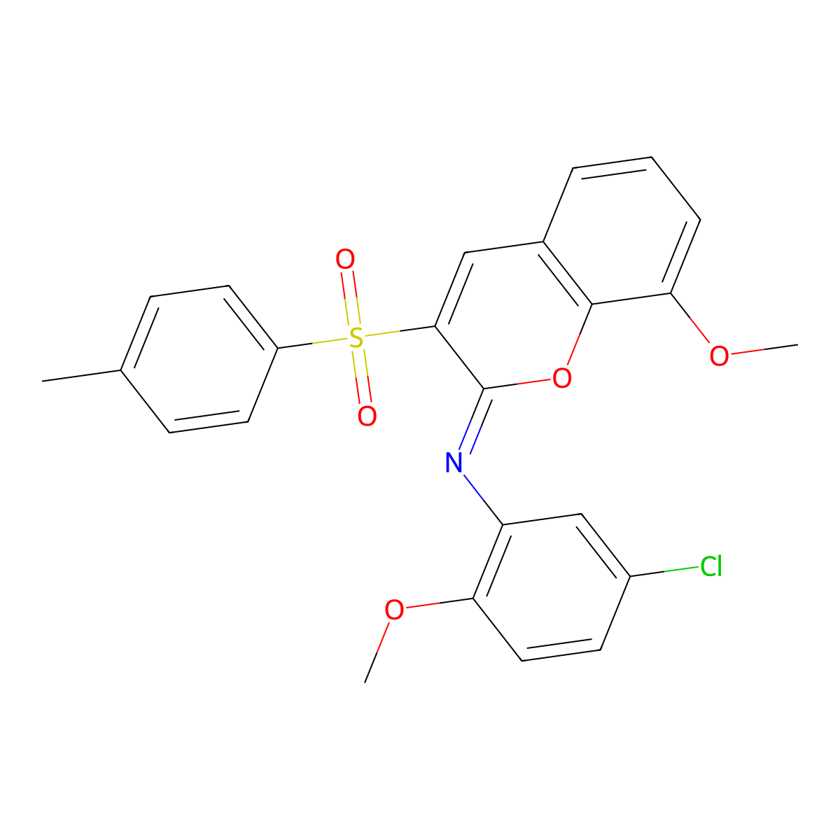 N-(5-chloro-2-methoxyphenyl)-8-methoxy-3-(4-methylphenyl)sulfonylchromen-2-imine molecular structure, CAS 1322232-43-8