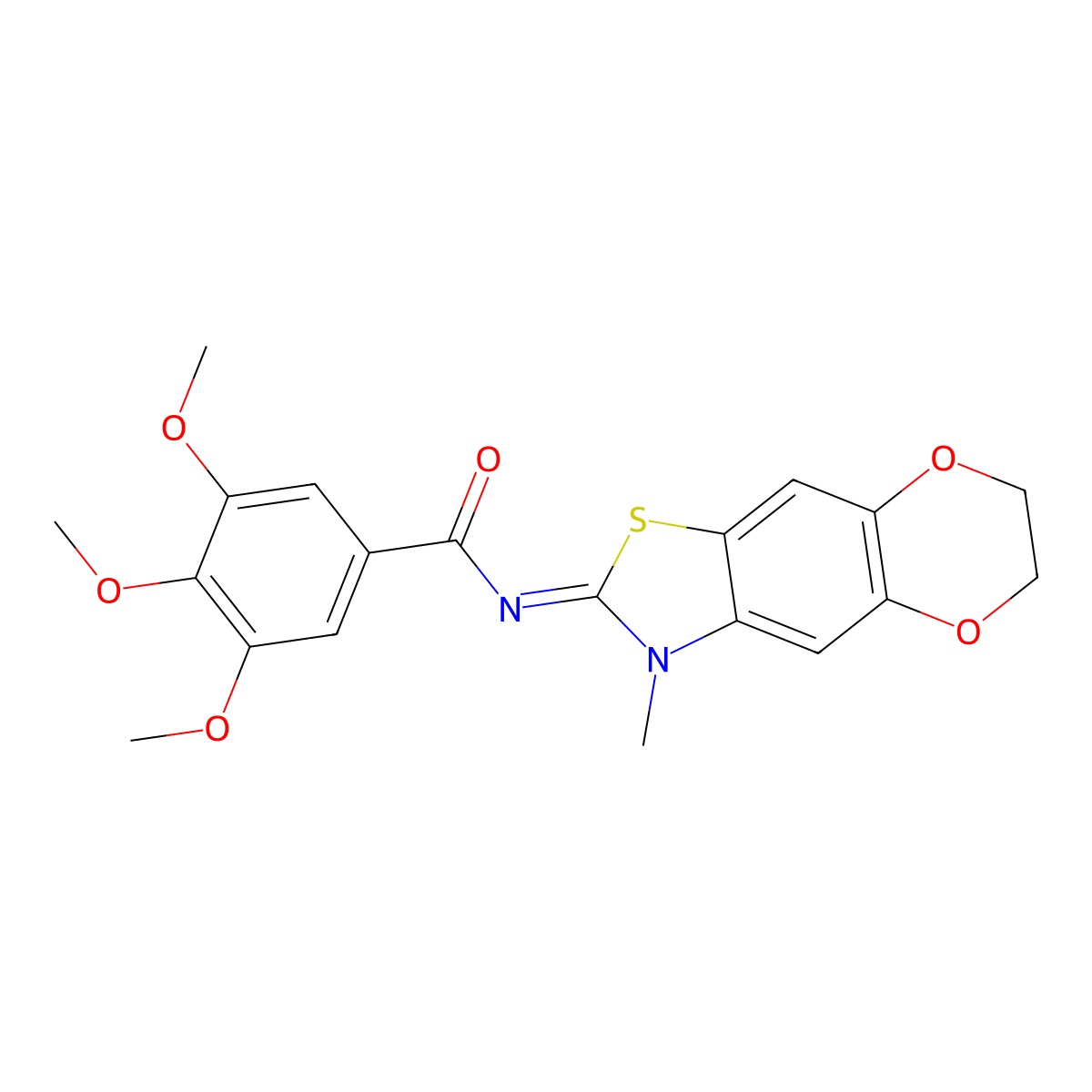 3,4,5-trimethoxy-N-(3-methyl-6,7-dihydro-[1,4]dioxino[2,3-f][1,3]benzothiazol-2-ylidene)benzamide molecular structure, CAS 1322234-48-9