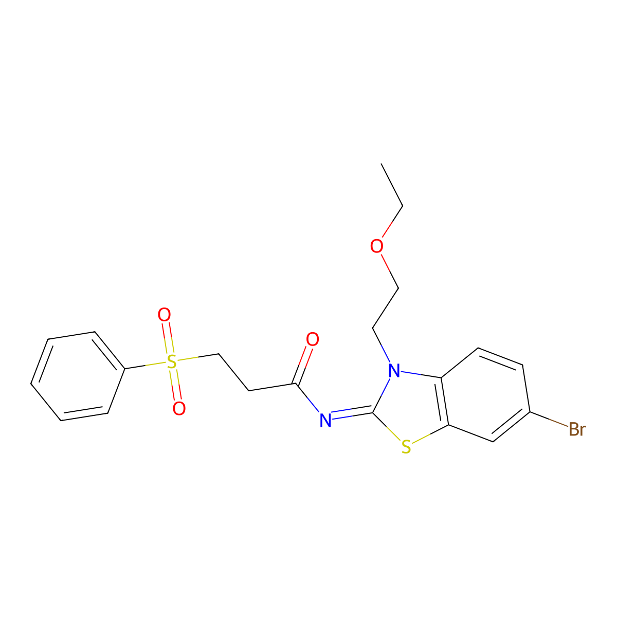 (E)-N-(6-bromo-3-(2-ethoxyethyl)benzo[d]thiazol-2(3H)-ylidene)-3-(phenylsulfonyl)propanamide molecular structure, CAS 1322234-51-4
