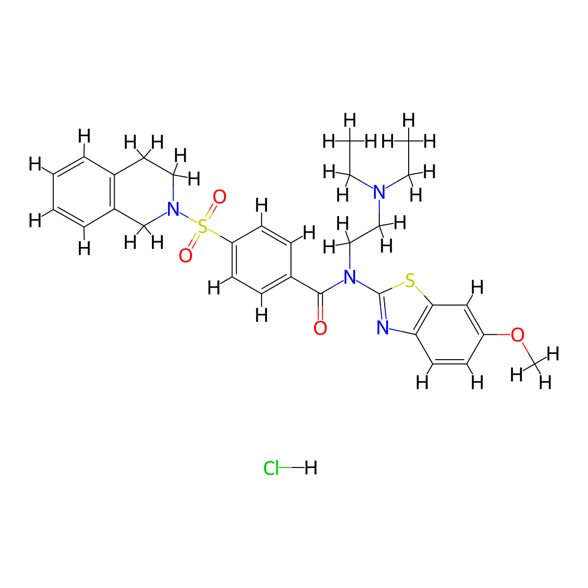 N-(2-(diethylamino)ethyl)-4-((3,4-dihydroisoquinolin-2(1H)-yl)sulfonyl)-N-(6-methoxybenzo[d]thiazol-2-yl)benzamide hydrochloride molecular structure, CAS 1322235-78-8