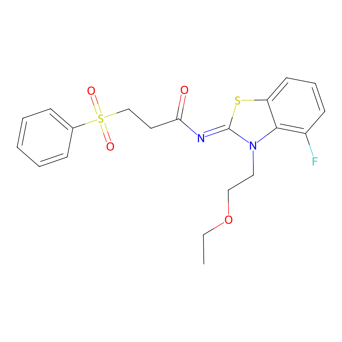 (E)-N-(3-(2-ethoxyethyl)-4-fluorobenzo[d]thiazol-2(3H)-ylidene)-3-(phenylsulfonyl)propanamide molecular structure, CAS 1322236-39-4