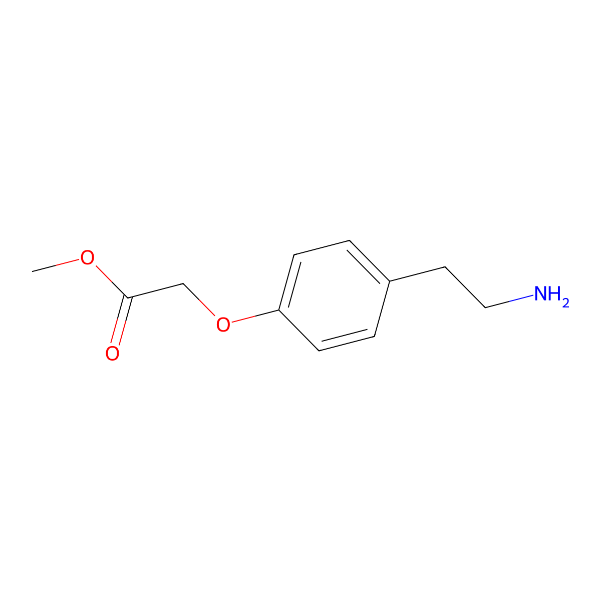 Methyl 2-[4-(2-aminoethyl)phenoxy]acetate molecular structure, CAS 132224-80-7