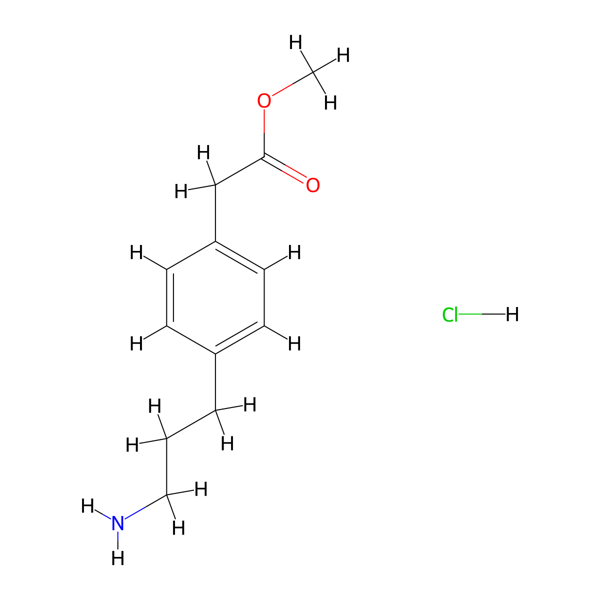 Methyl 2-[4-(3-aminopropyl)phenyl]acetate hydrochloride molecular structure, CAS 132224-91-0