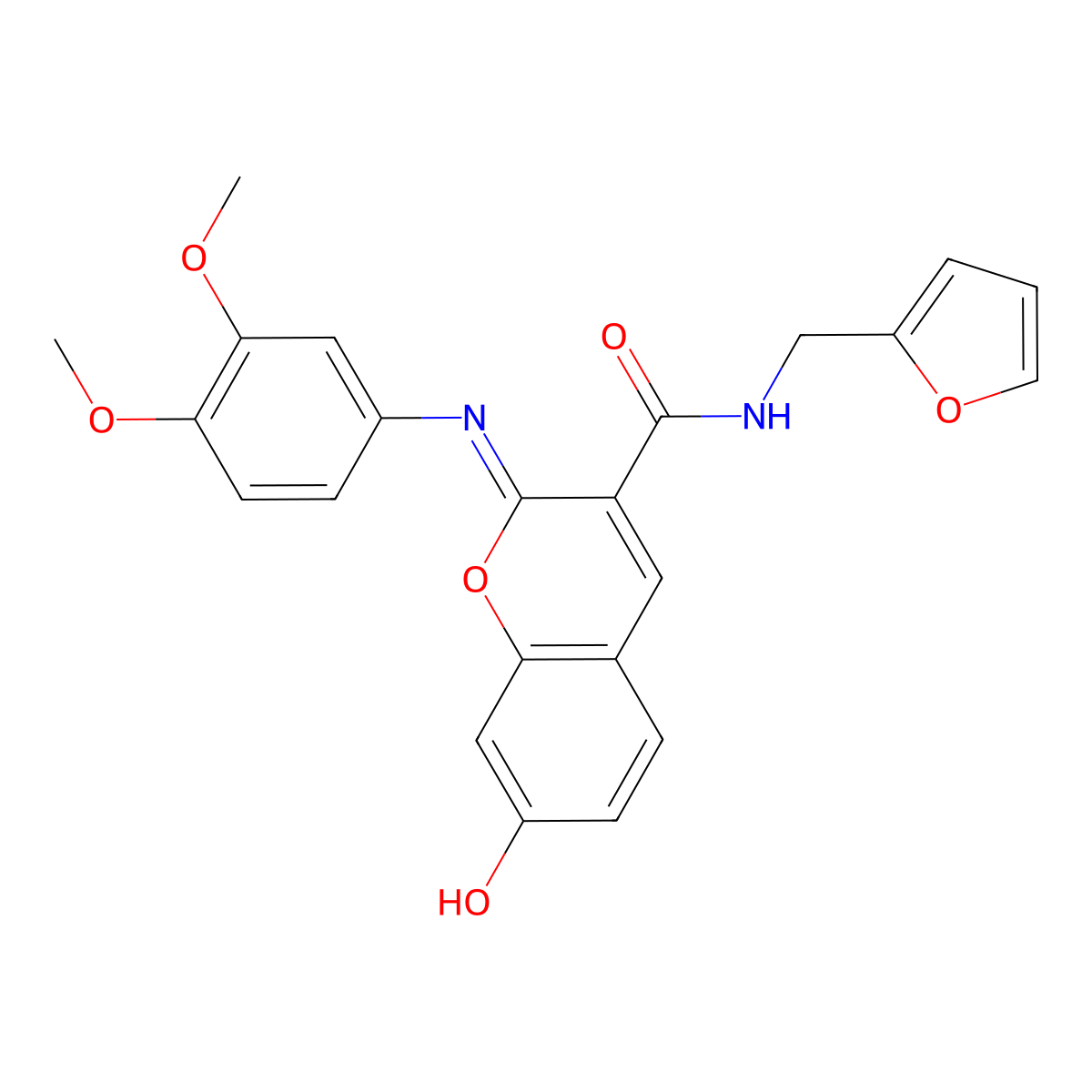 (2Z)-2-[(3,4-dimethoxyphenyl)imino]-N-(furan-2-ylmethyl)-7-hydroxy-2H-chromene-3-carboxamide molecular structure, CAS 1322240-44-7